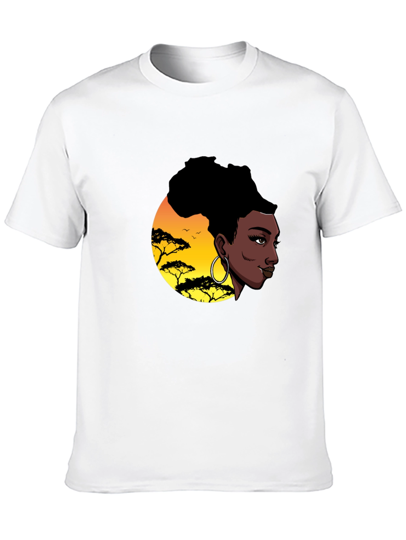 Stylish Black T-Shirt with African Sunset Graphic