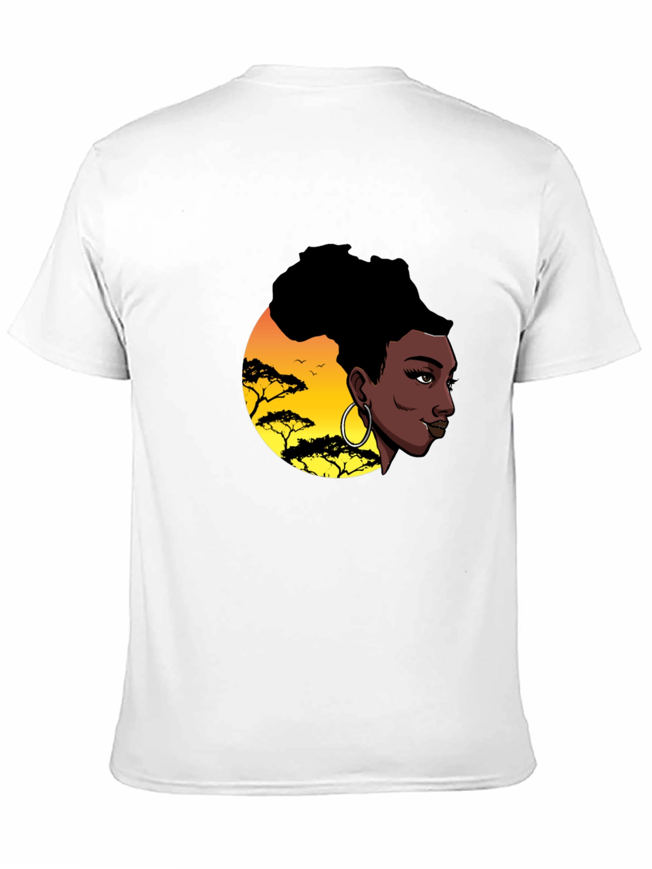 Stylish Black T-Shirt with African Sunset Graphic