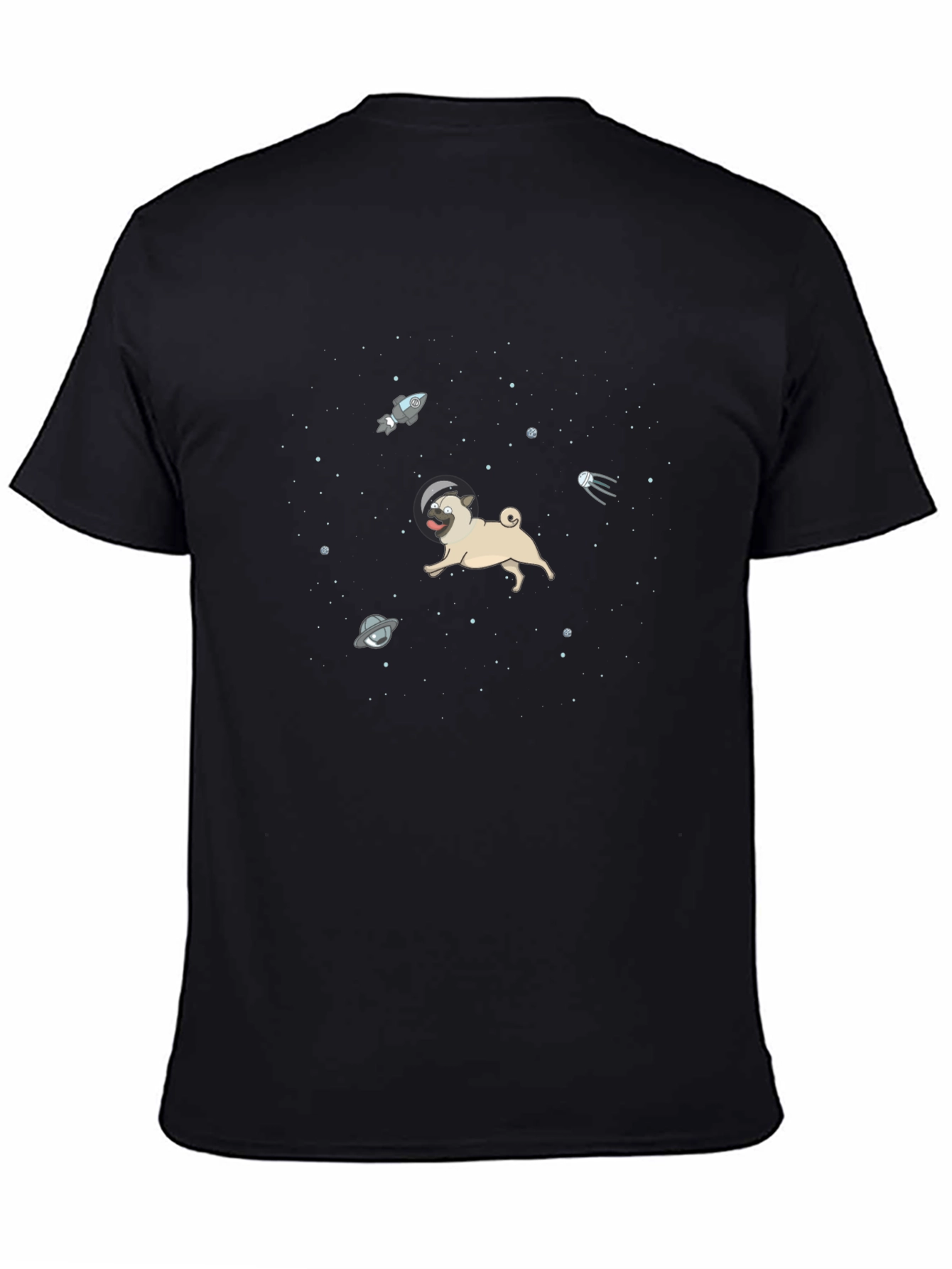 Space Pug Black T-Shirt