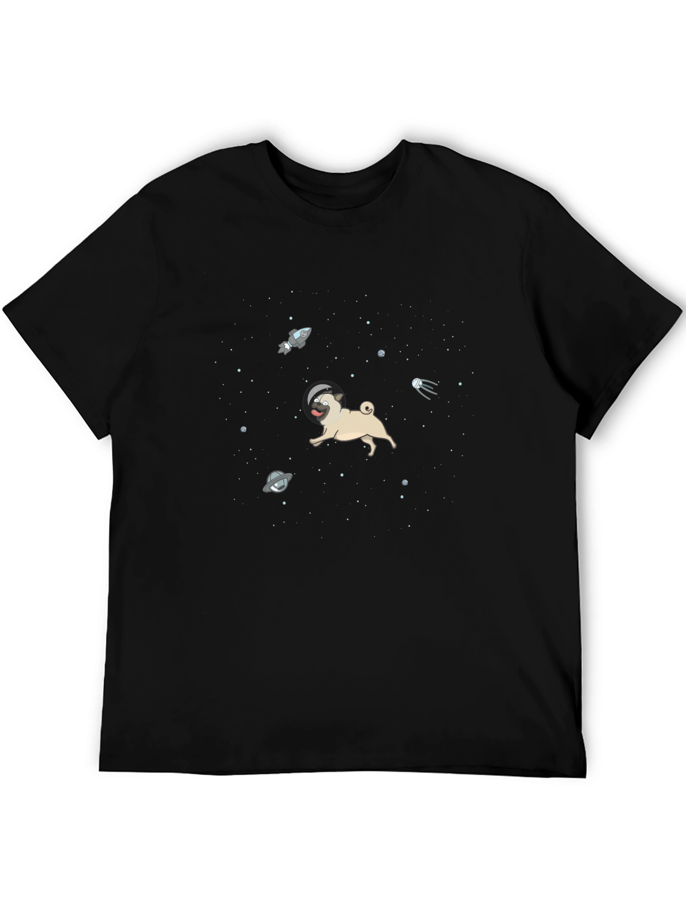 Space Pug Black T-Shirt