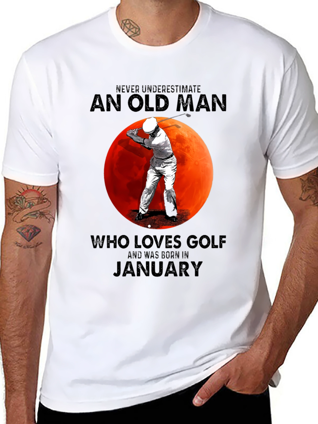 Never Underestimate Old Man Golf January T-Shirt