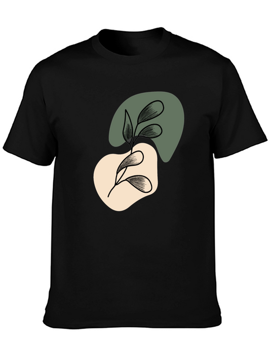 Abstract Leaf Graphic Black T-Shirt