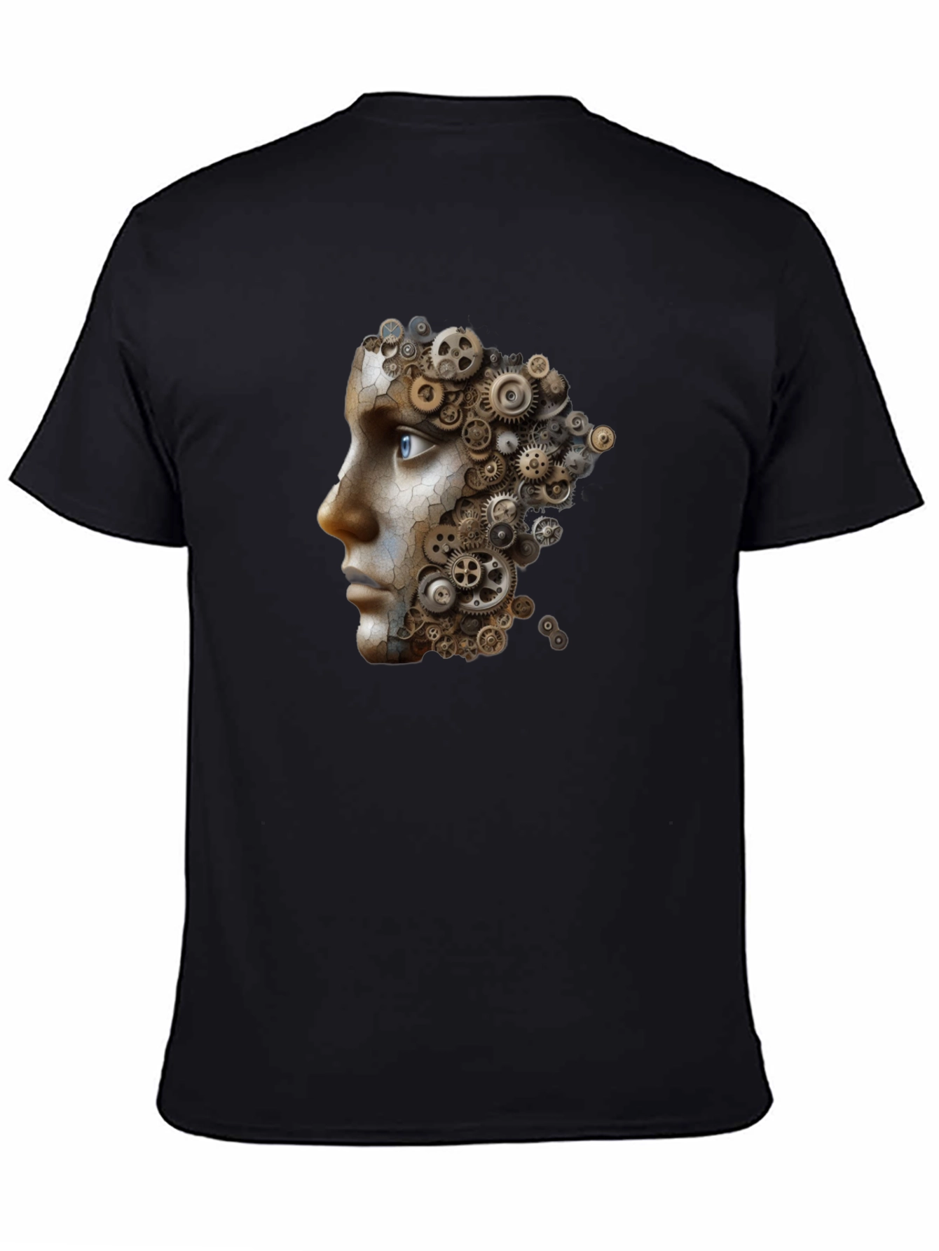 Steampunk Gear Face Graphic Black T-Shirt