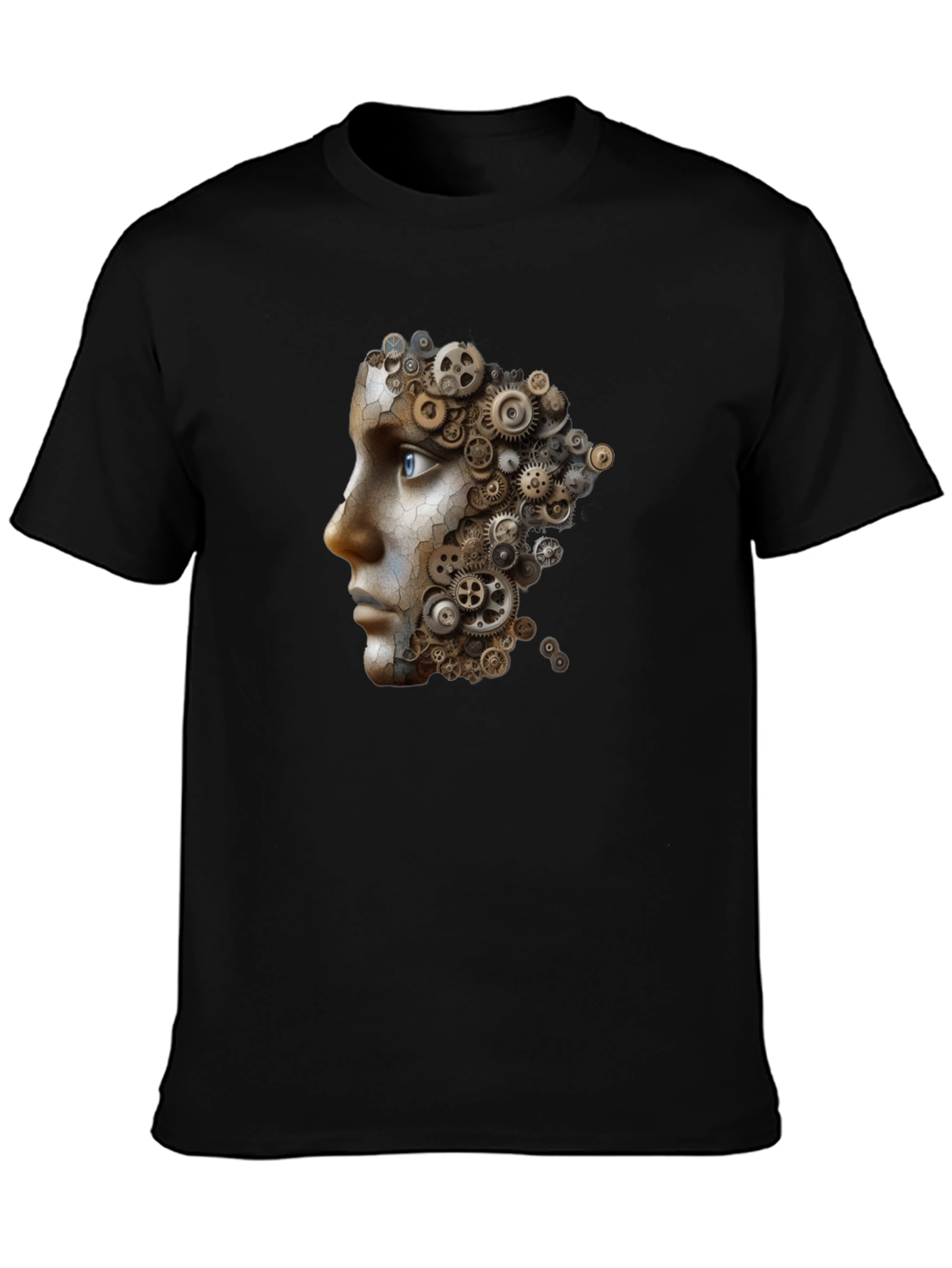 Steampunk Gear Face Graphic Black T-Shirt