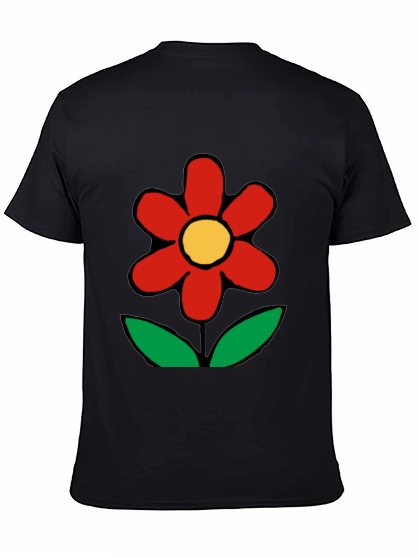 Bold Flower Graphic Tee - Black Cotton Casual Wear