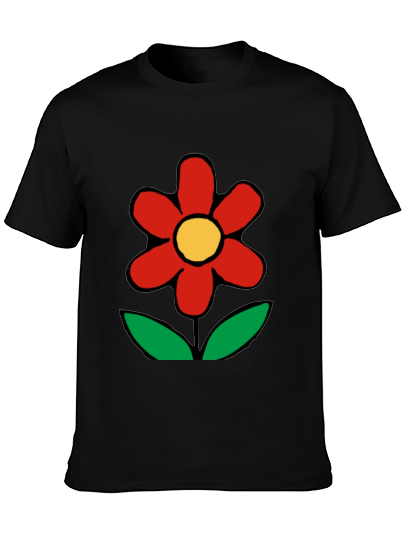 Bold Flower Graphic Tee - Black Cotton Casual Wear