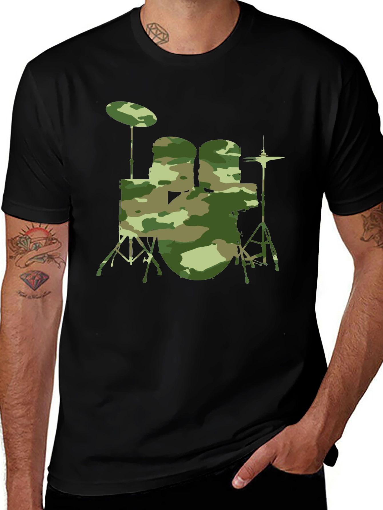 Camouflage Drum Set Graphic Tee