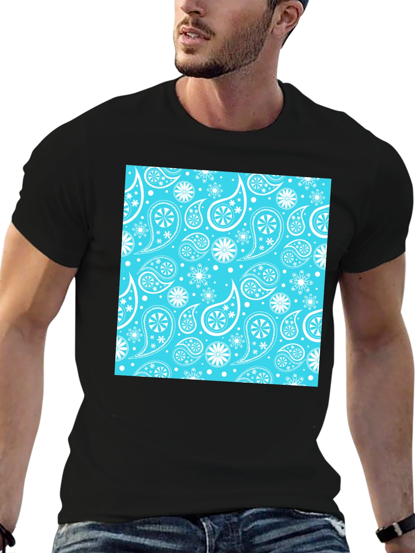 Paisley Pattern Black Tee