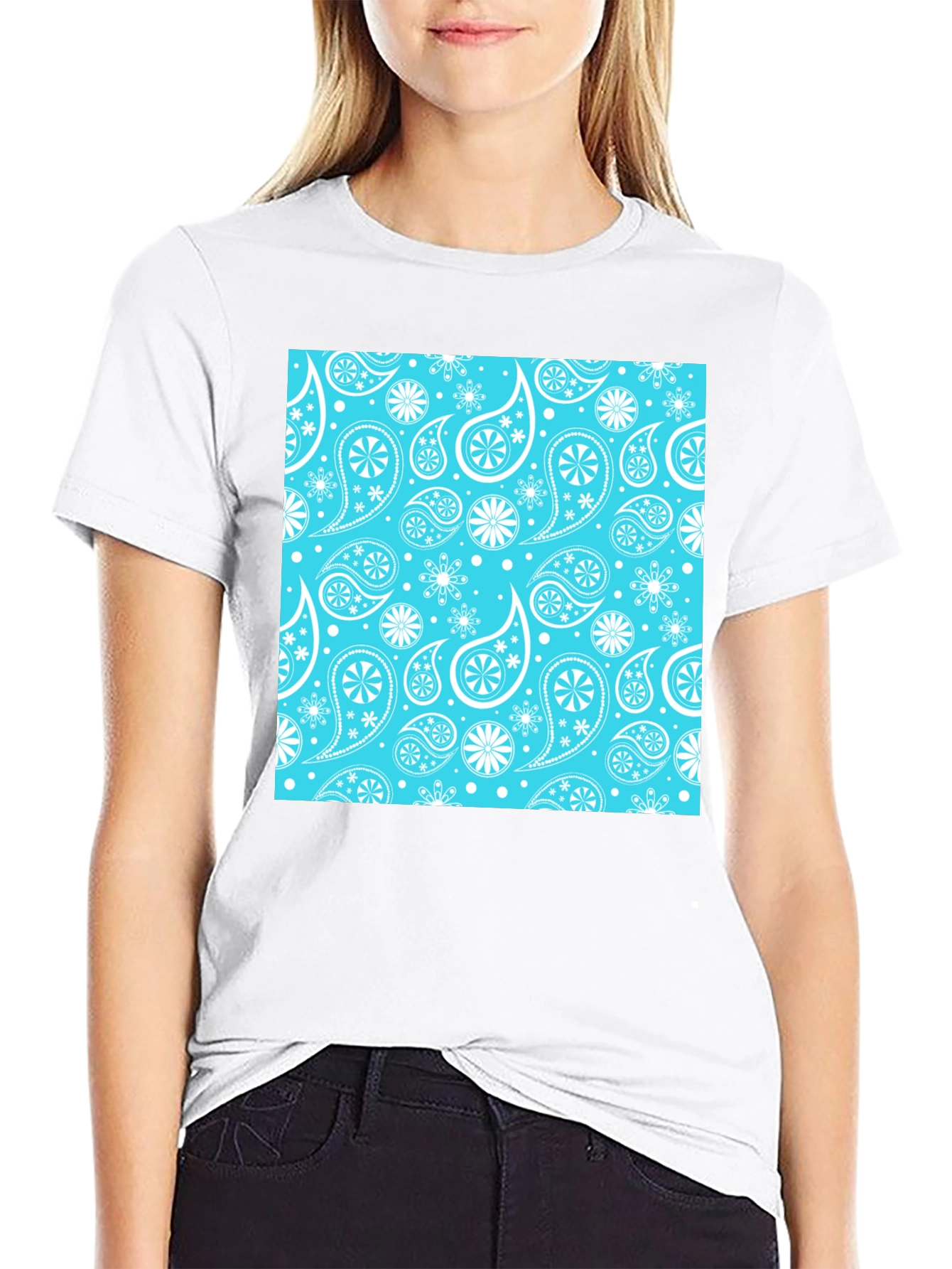 Paisley Pattern Black Tee