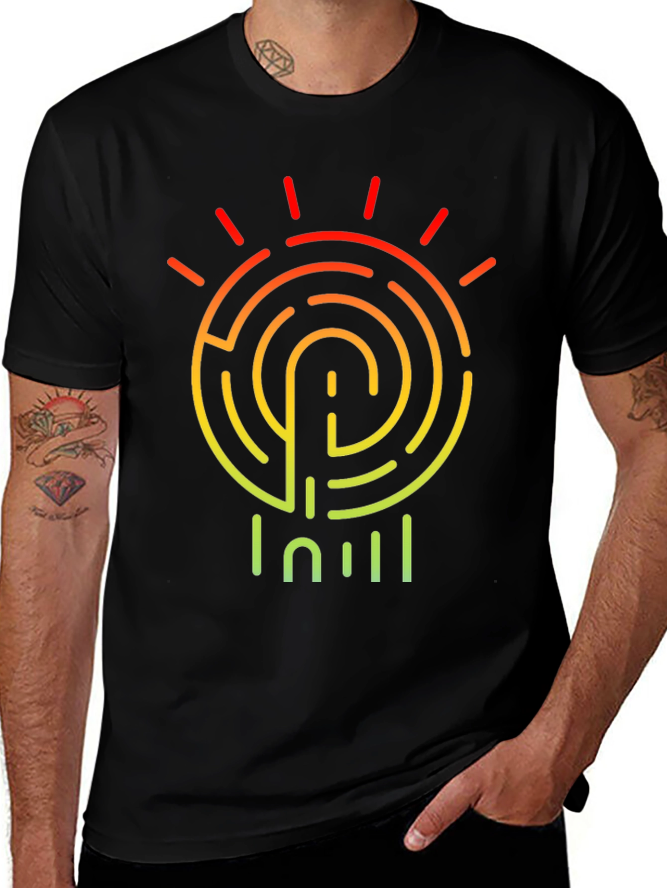 Maze Sun T-Shirt - Gradient Graphic Tee