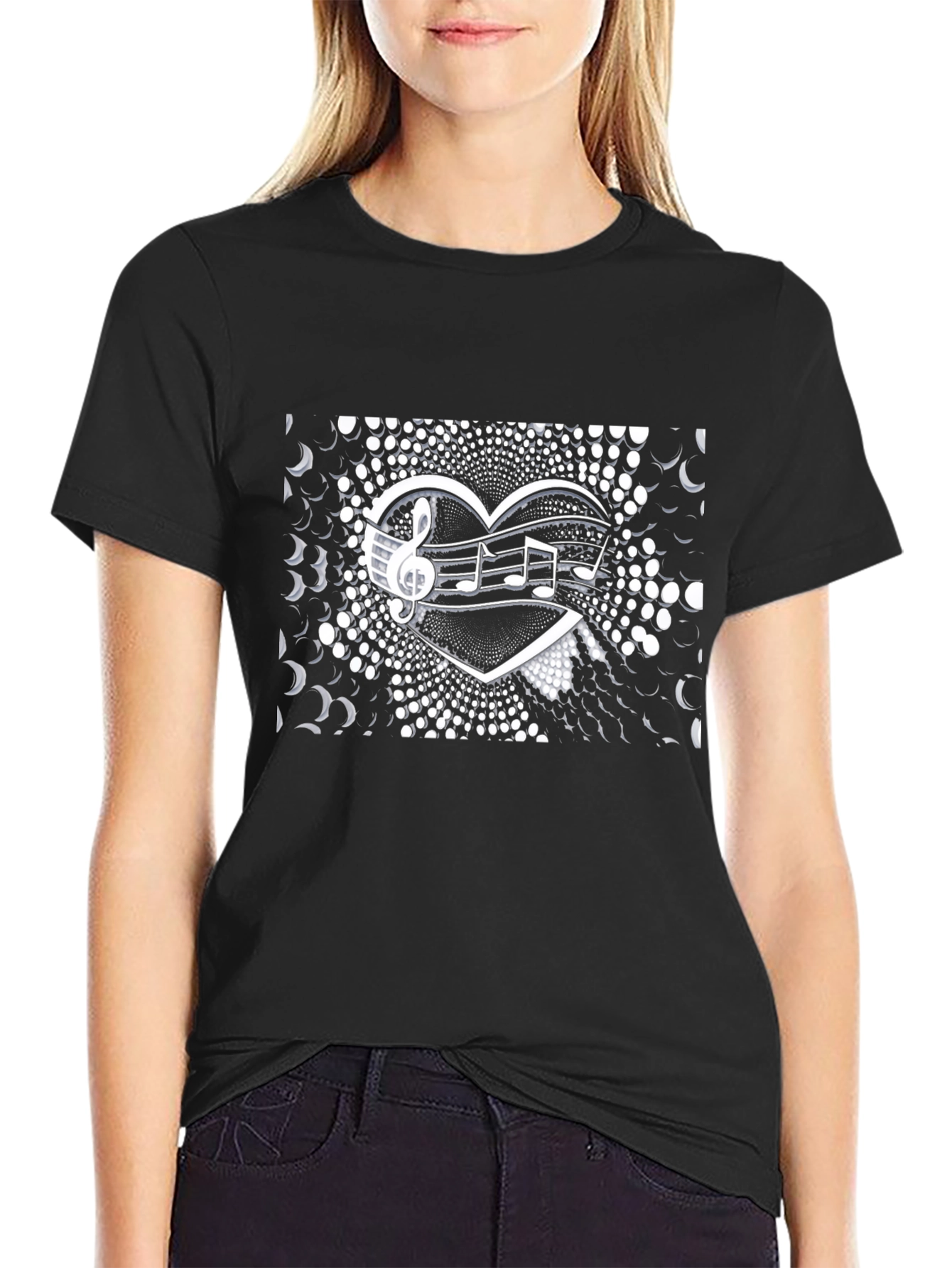 Music Heartbeat Black T-Shirt