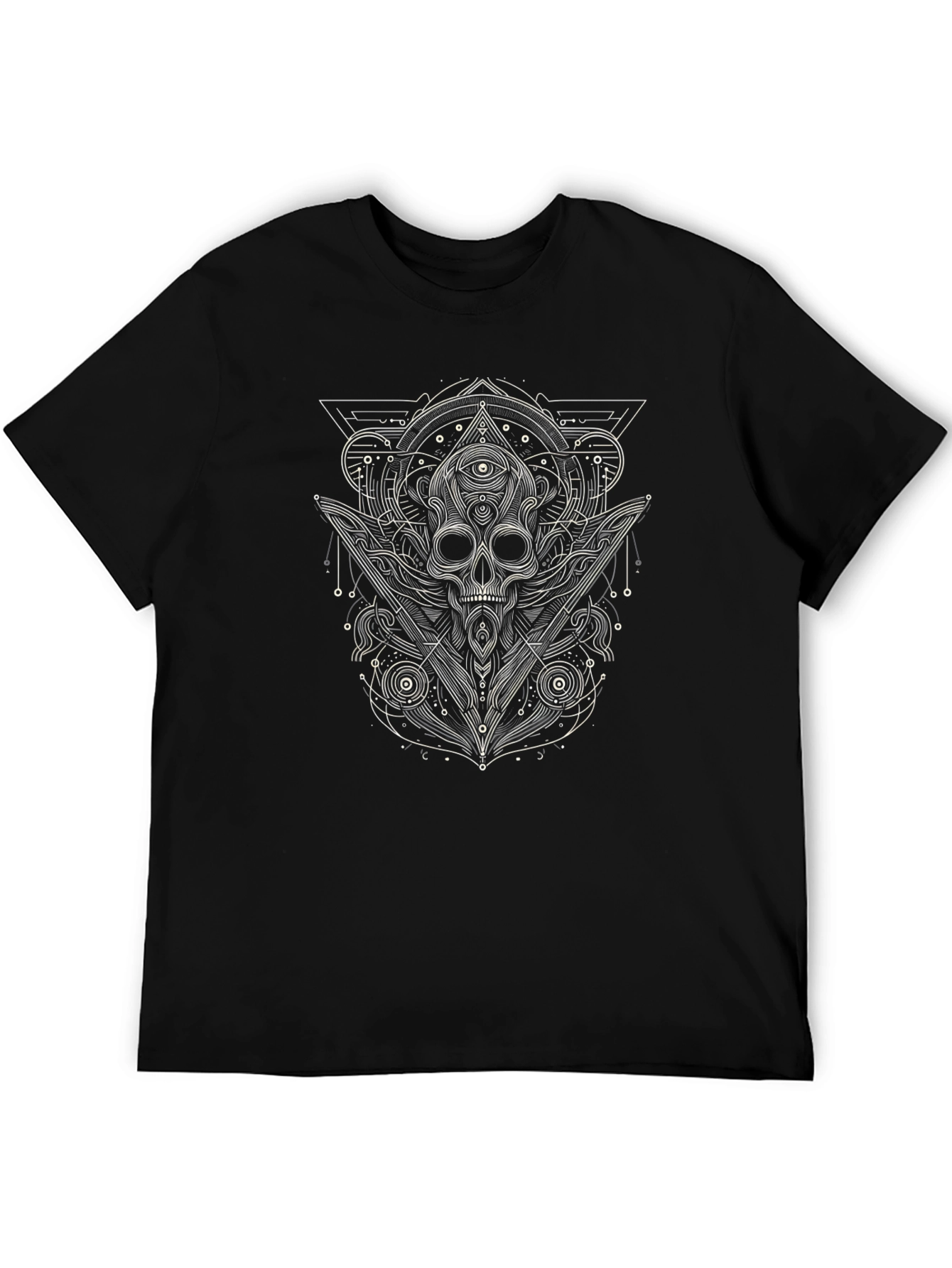 Skull Graphic Print T-Shirt - Black