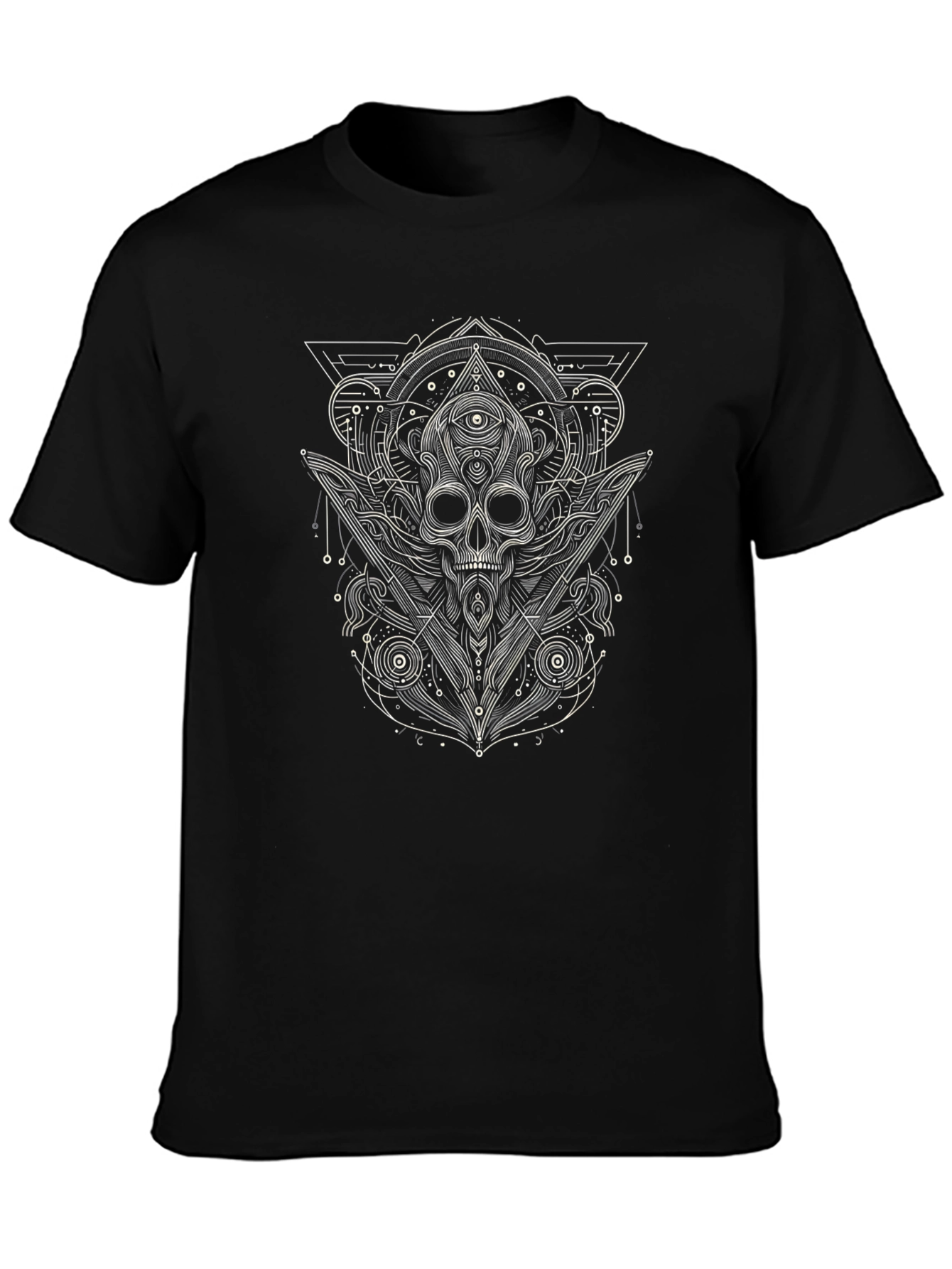 Skull Graphic Print T-Shirt - Black