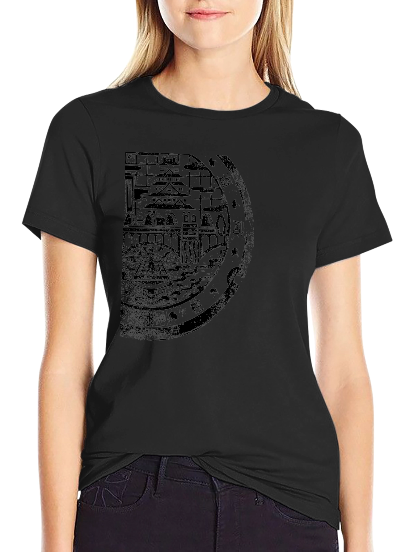 Osaka Japan Cityscape Graphic Tee - Black