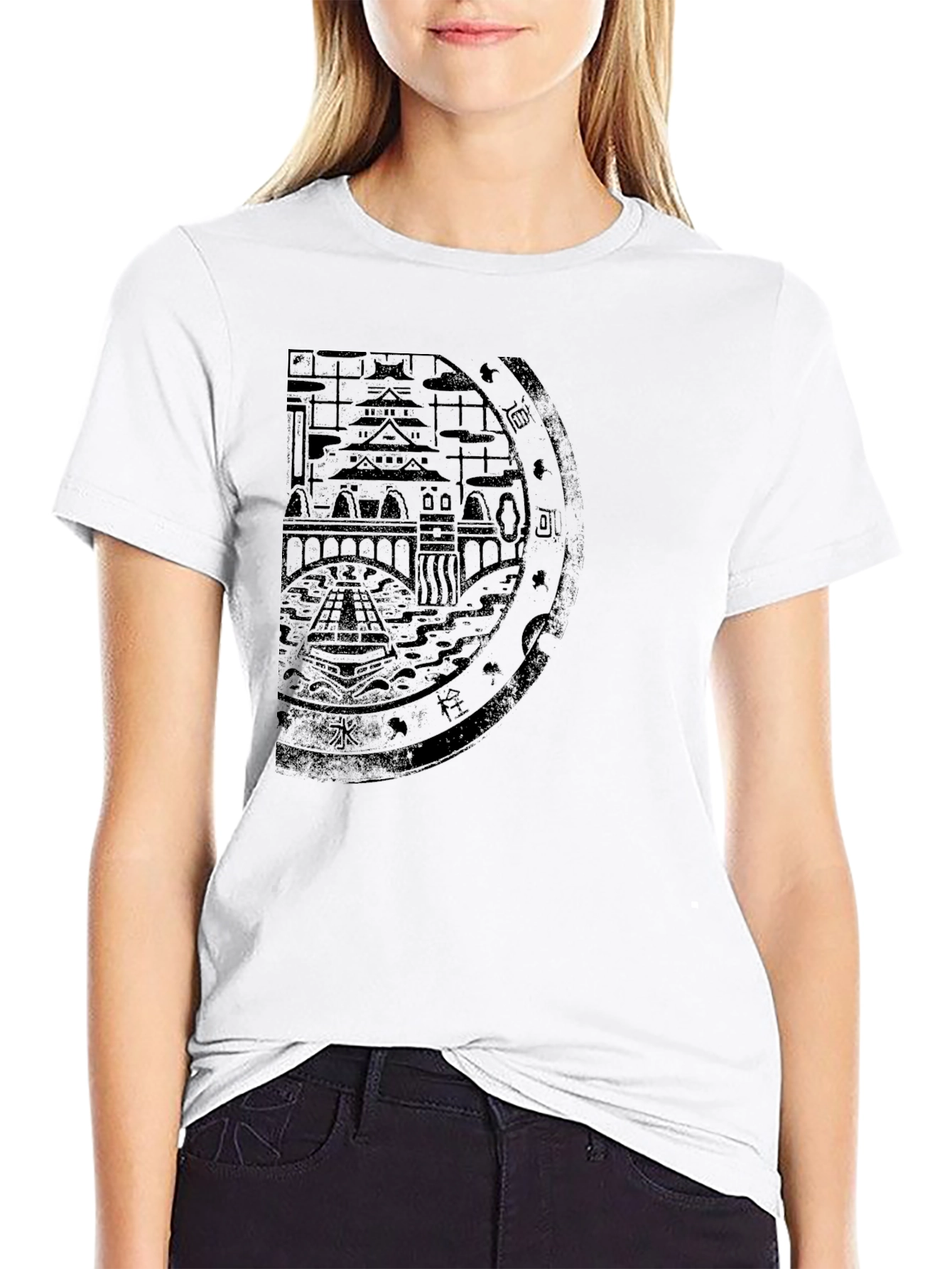 Osaka Japan Cityscape Graphic Tee - Black