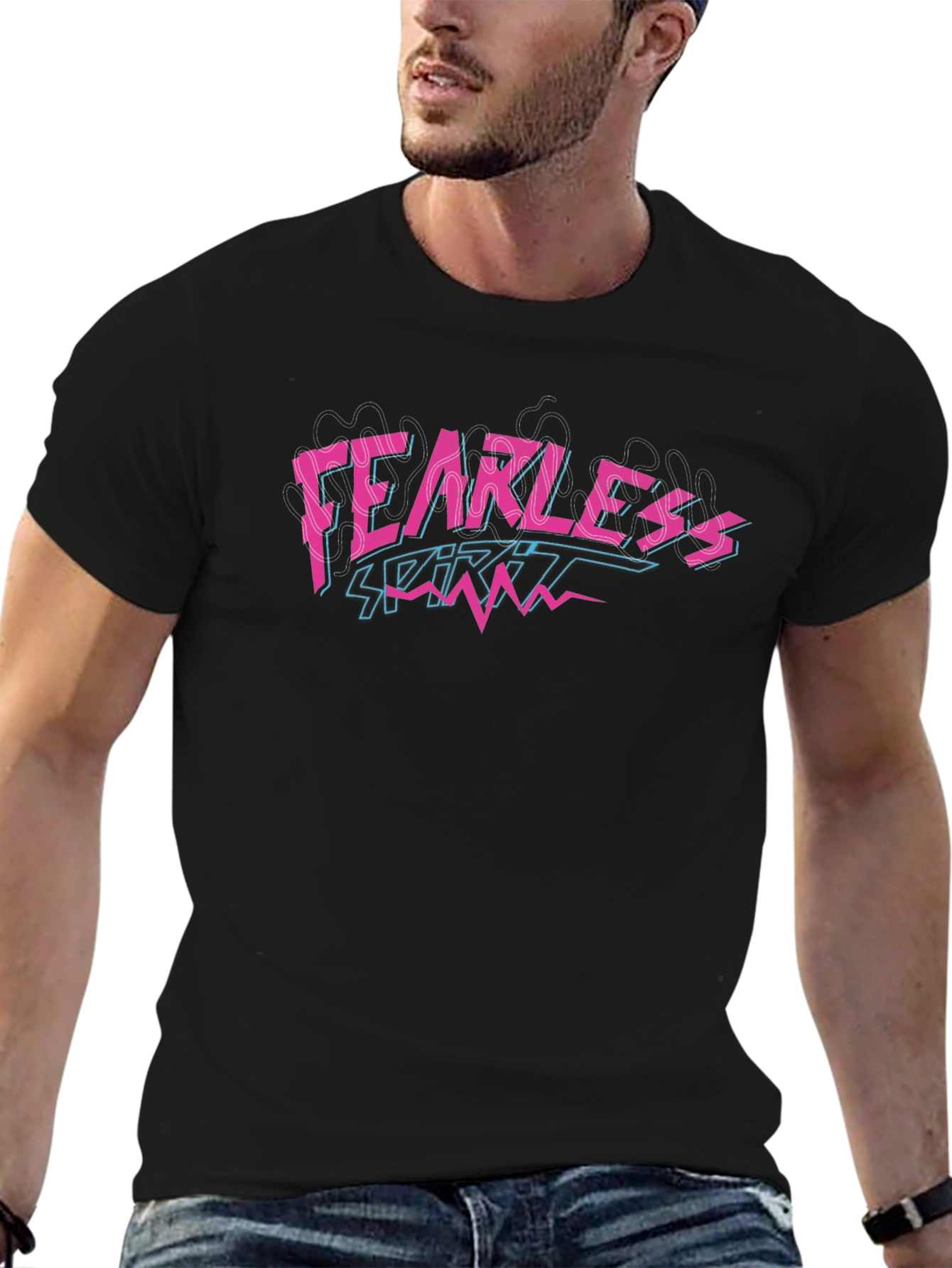 Fearless Spirit Graphic Print Black T-Shirt