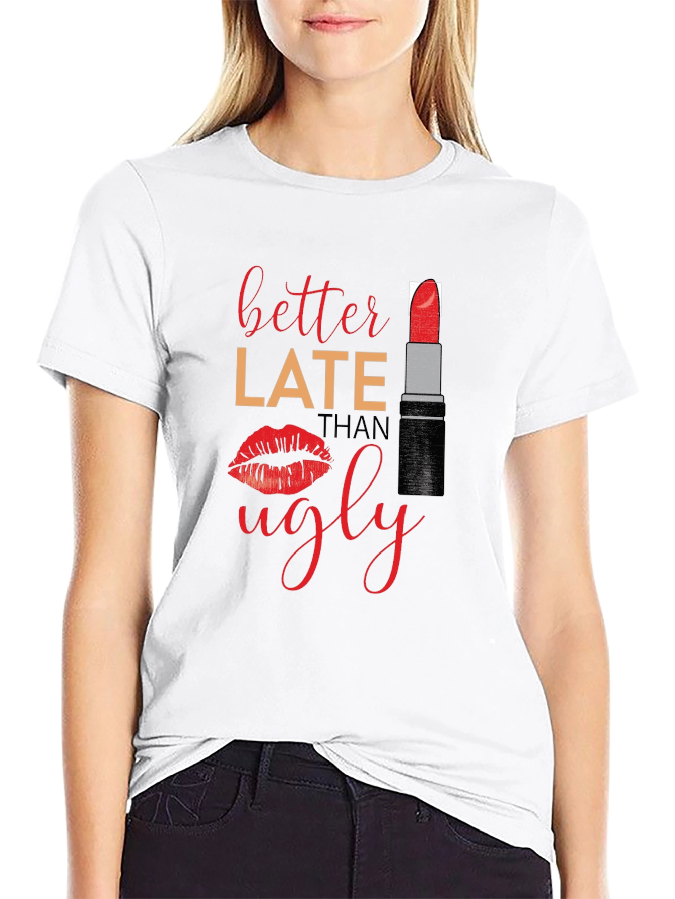 Better Late Than Ugly Graphic Tee - Black