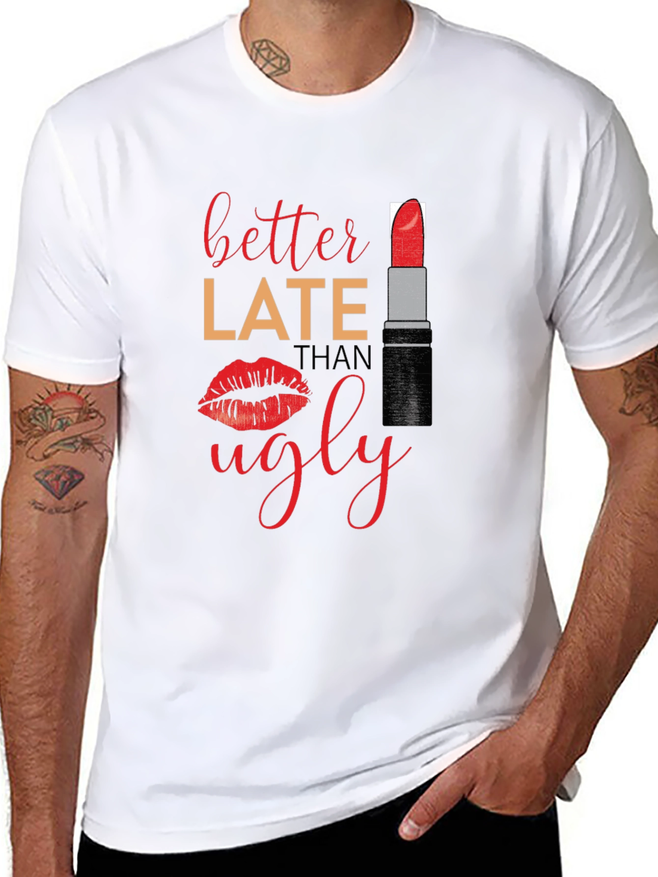 Better Late Than Ugly Graphic Tee - Black