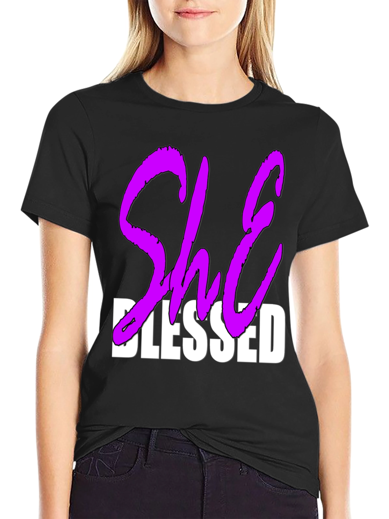 She Blessed Graphic T-Shirt - Black