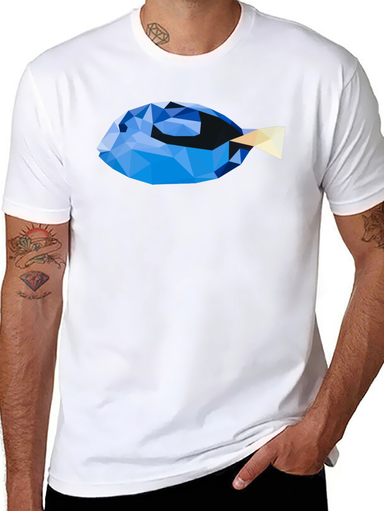 Geometric Fish Graphic T-Shirt - Modern Art Tee