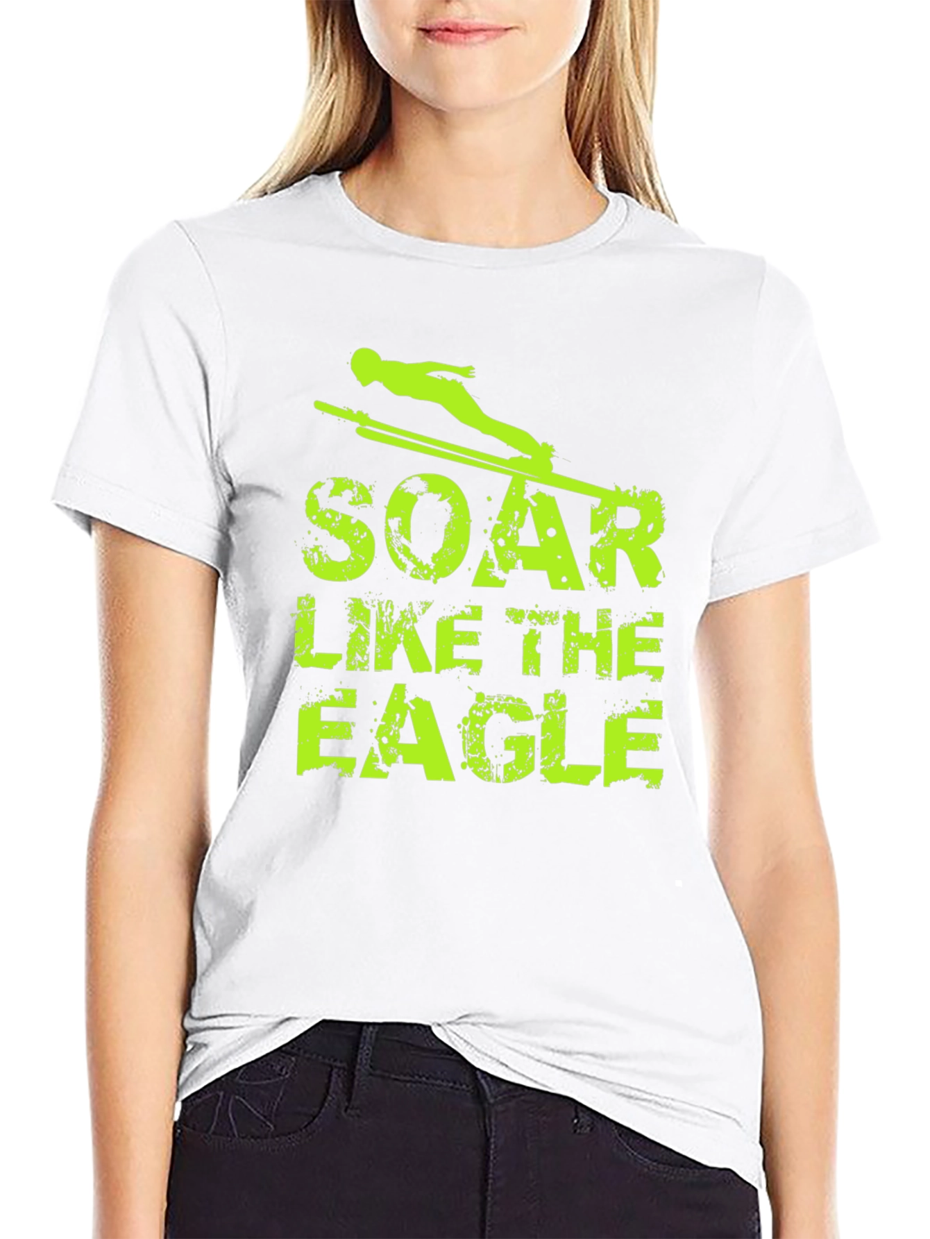 Soar Like The Eagle Black T-Shirt Ski Jumping Design