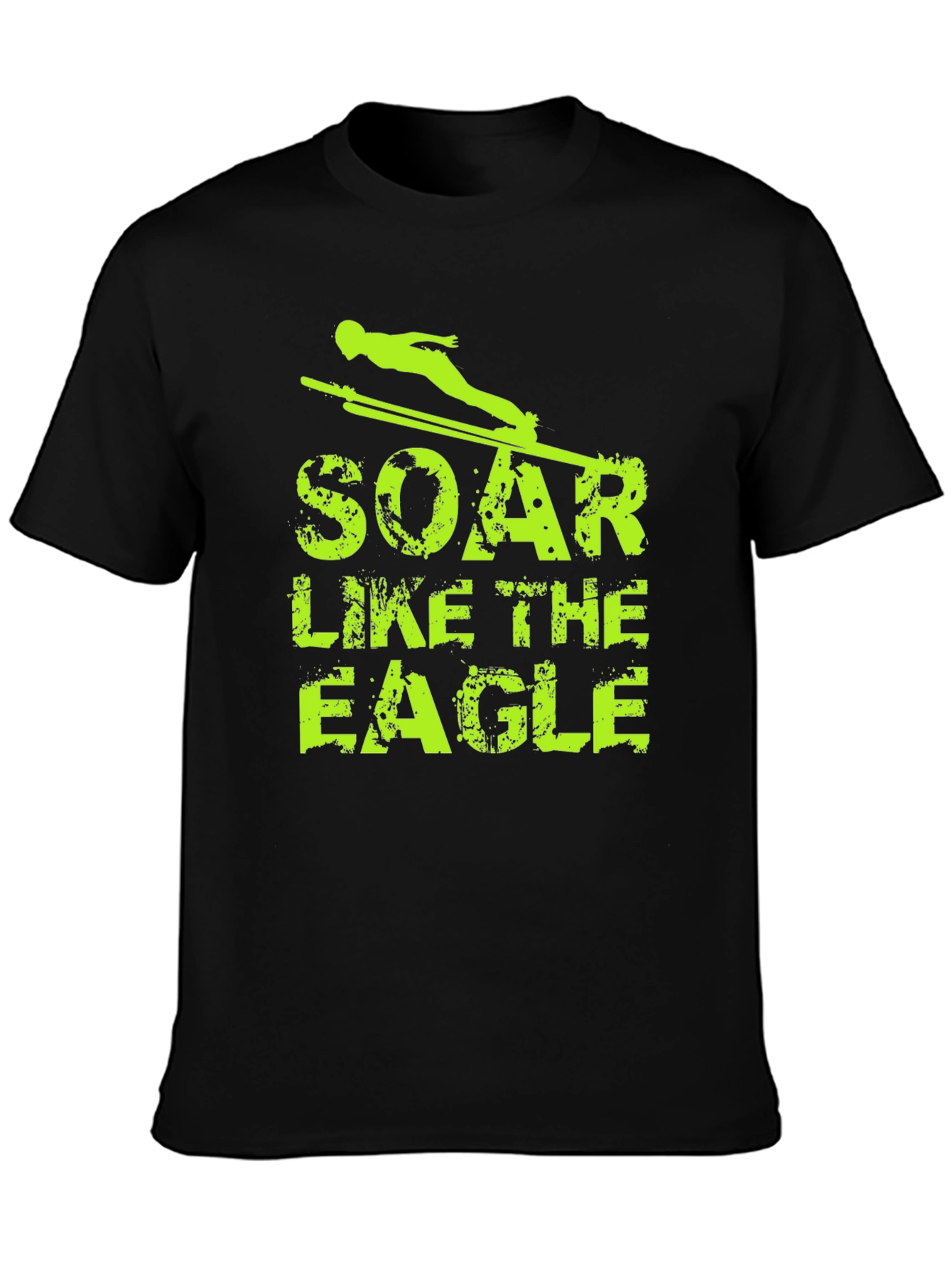 Soar Like The Eagle Black T-Shirt Ski Jumping Design