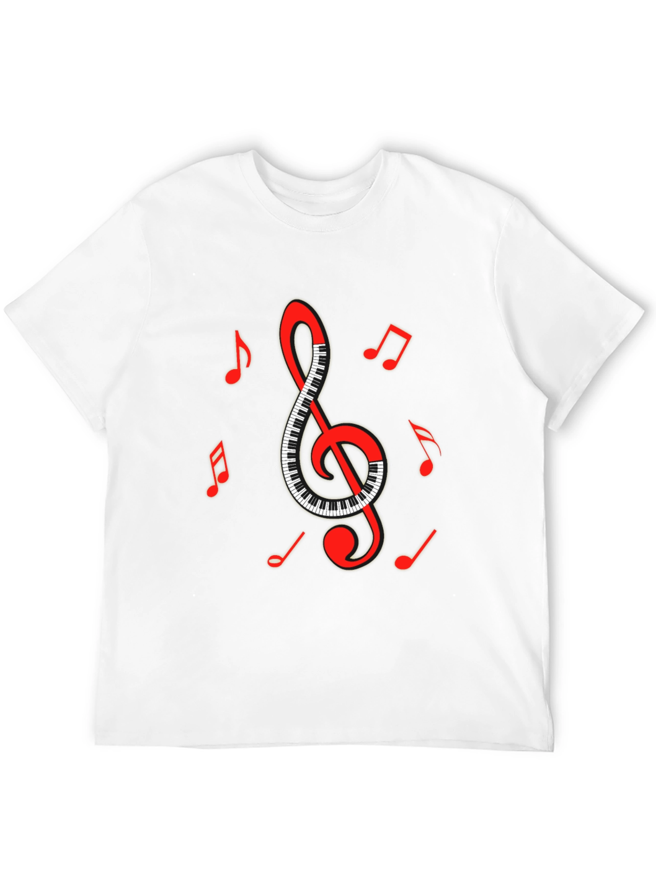 Musical Clef & Piano Keys Graphic T-Shirt