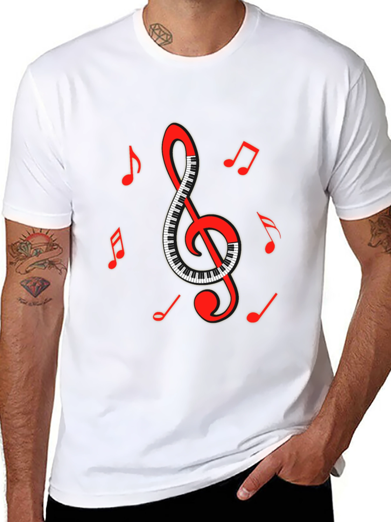 Musical Clef & Piano Keys Graphic T-Shirt
