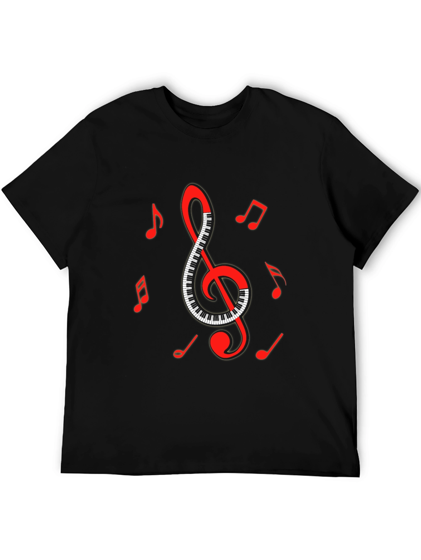 Musical Clef & Piano Keys Graphic T-Shirt