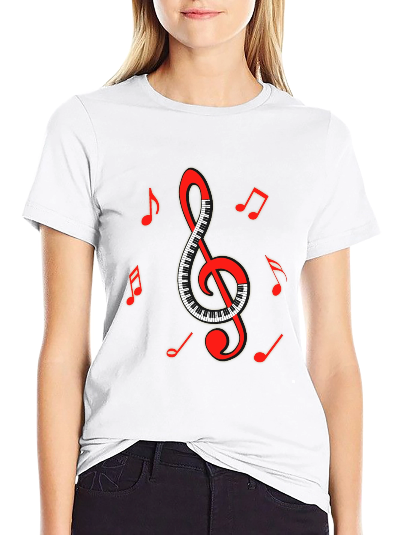 Musical Clef & Piano Keys Graphic T-Shirt