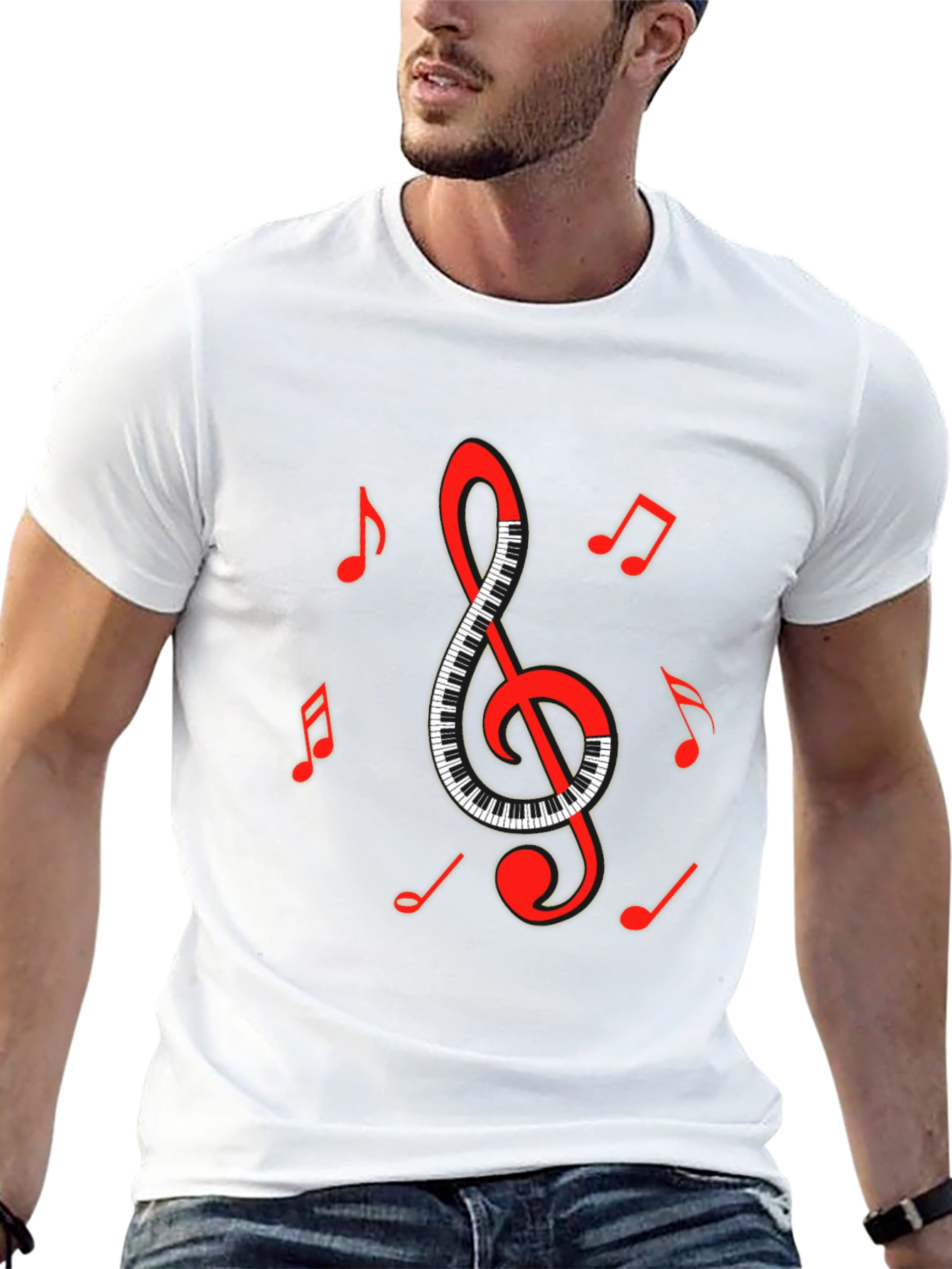 Musical Clef & Piano Keys Graphic T-Shirt