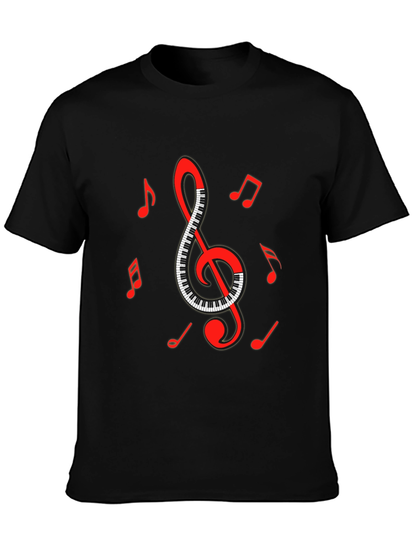 Musical Clef & Piano Keys Graphic T-Shirt