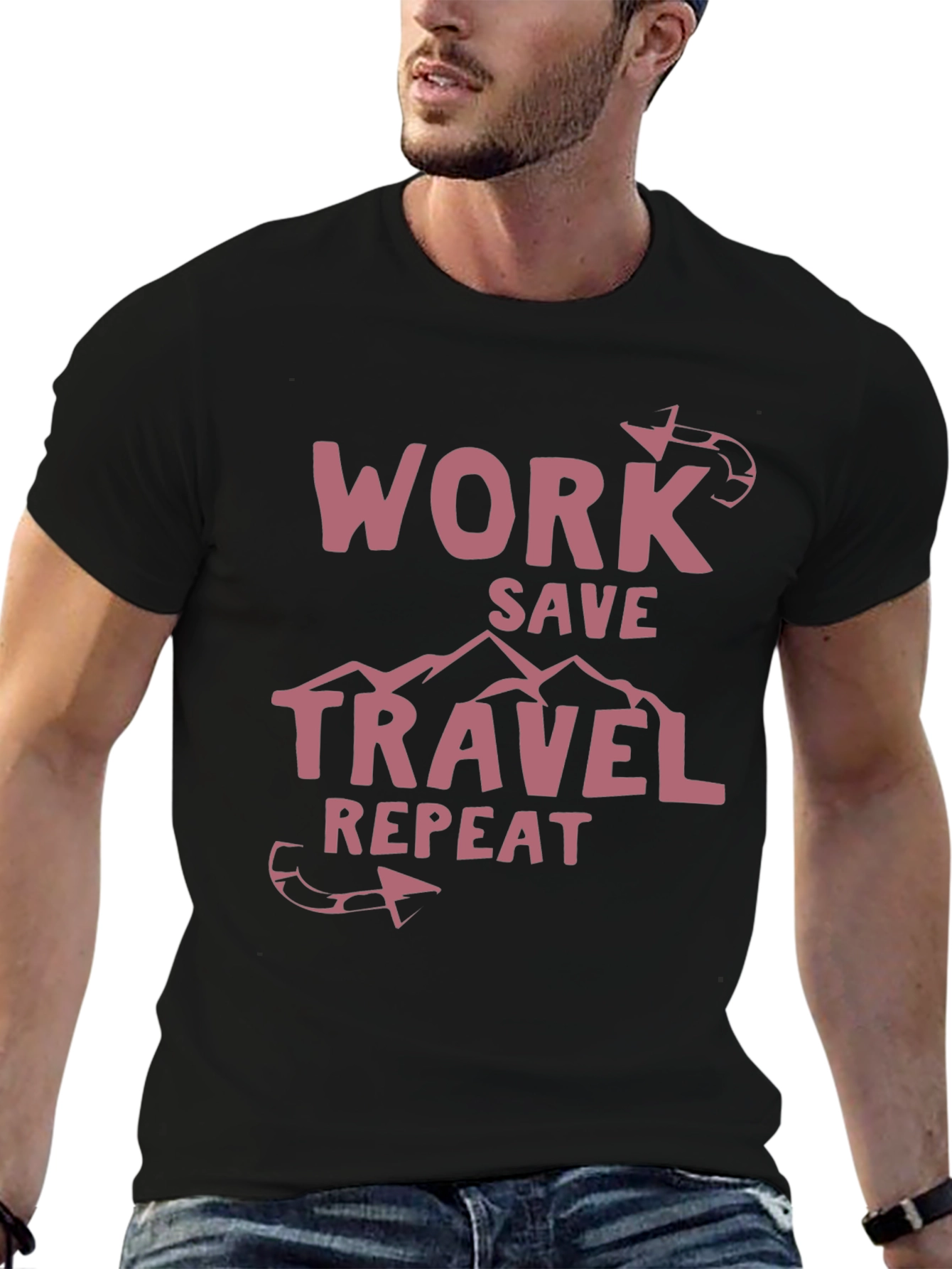 Work Save Travel Repeat Graphic T-Shirt