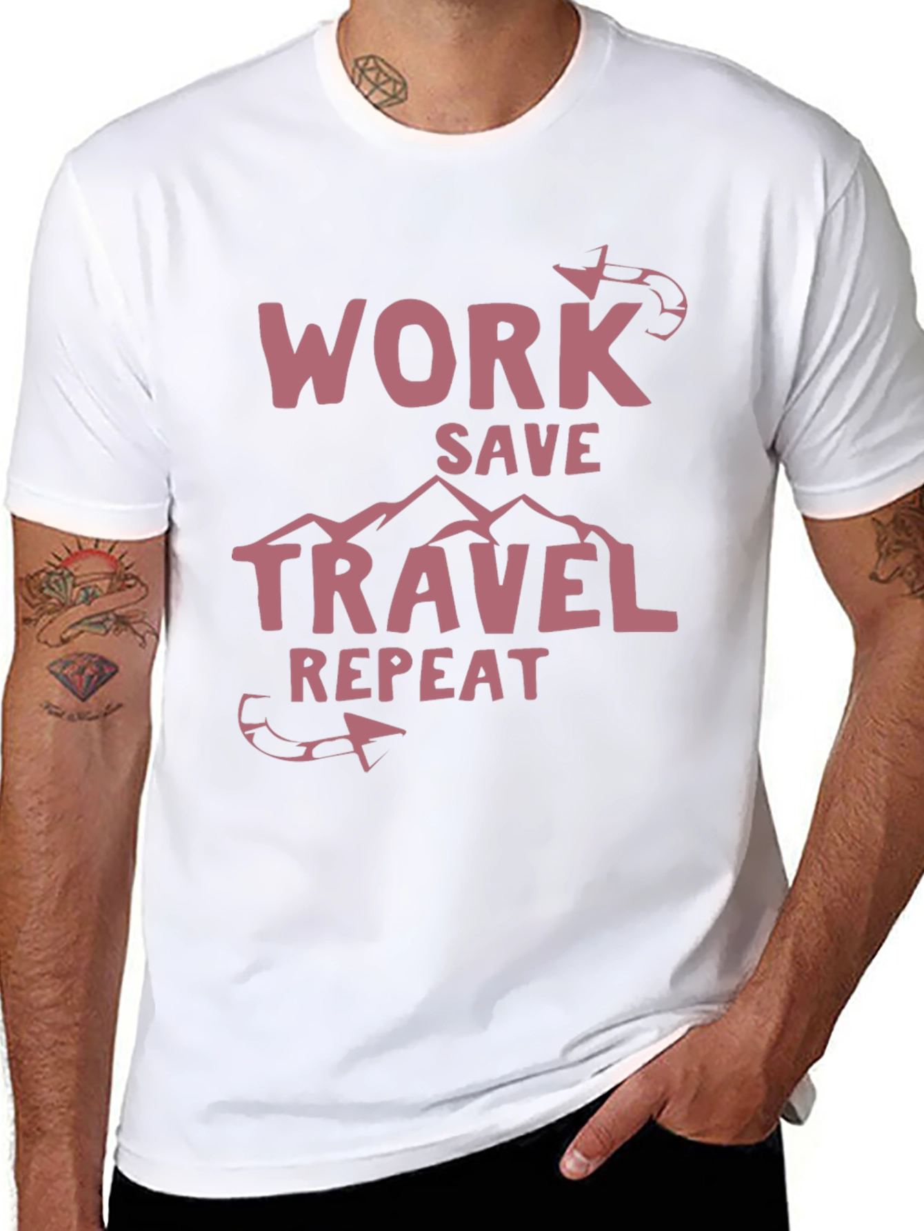 Work Save Travel Repeat Graphic T-Shirt