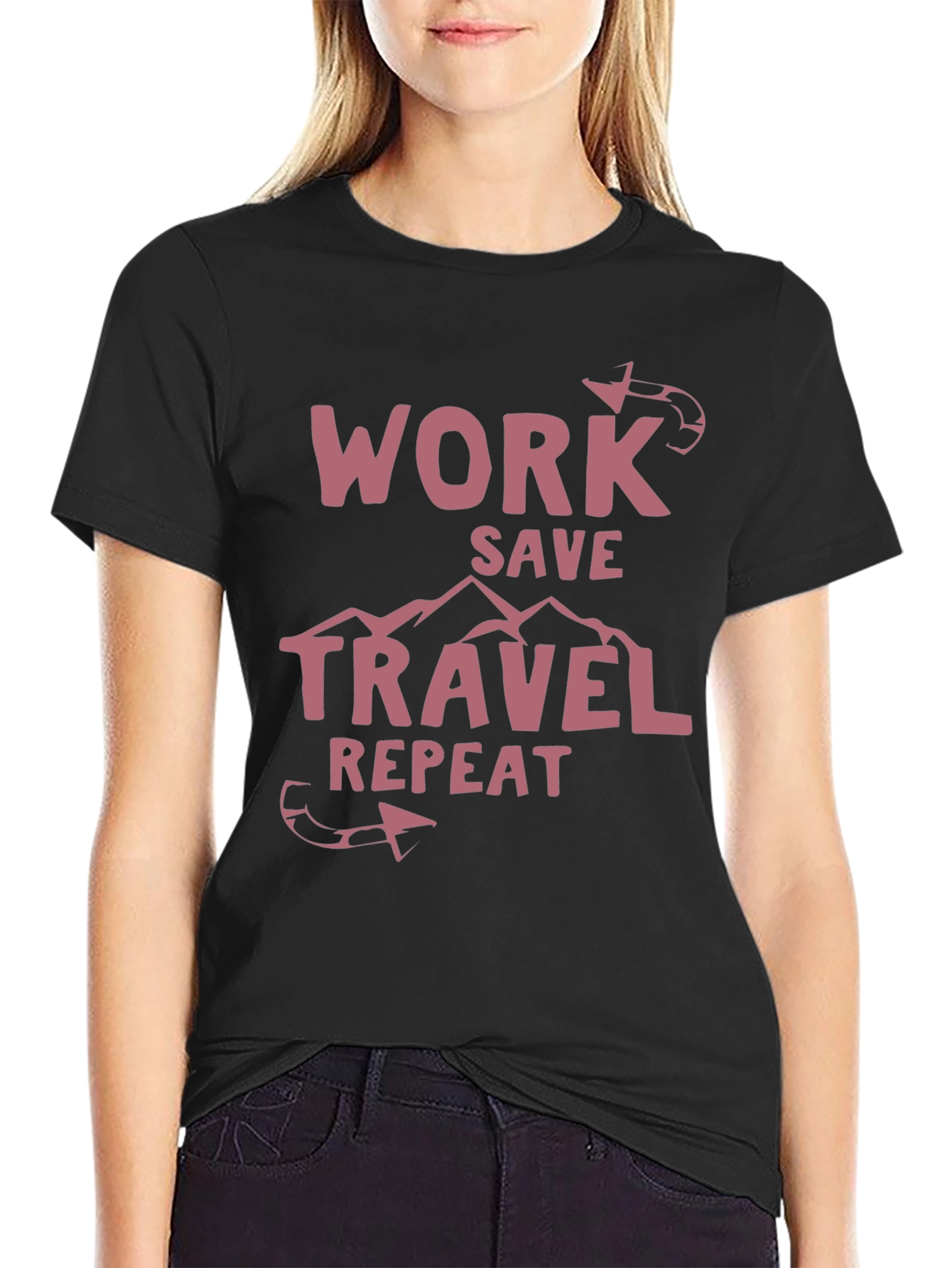 Work Save Travel Repeat Graphic T-Shirt