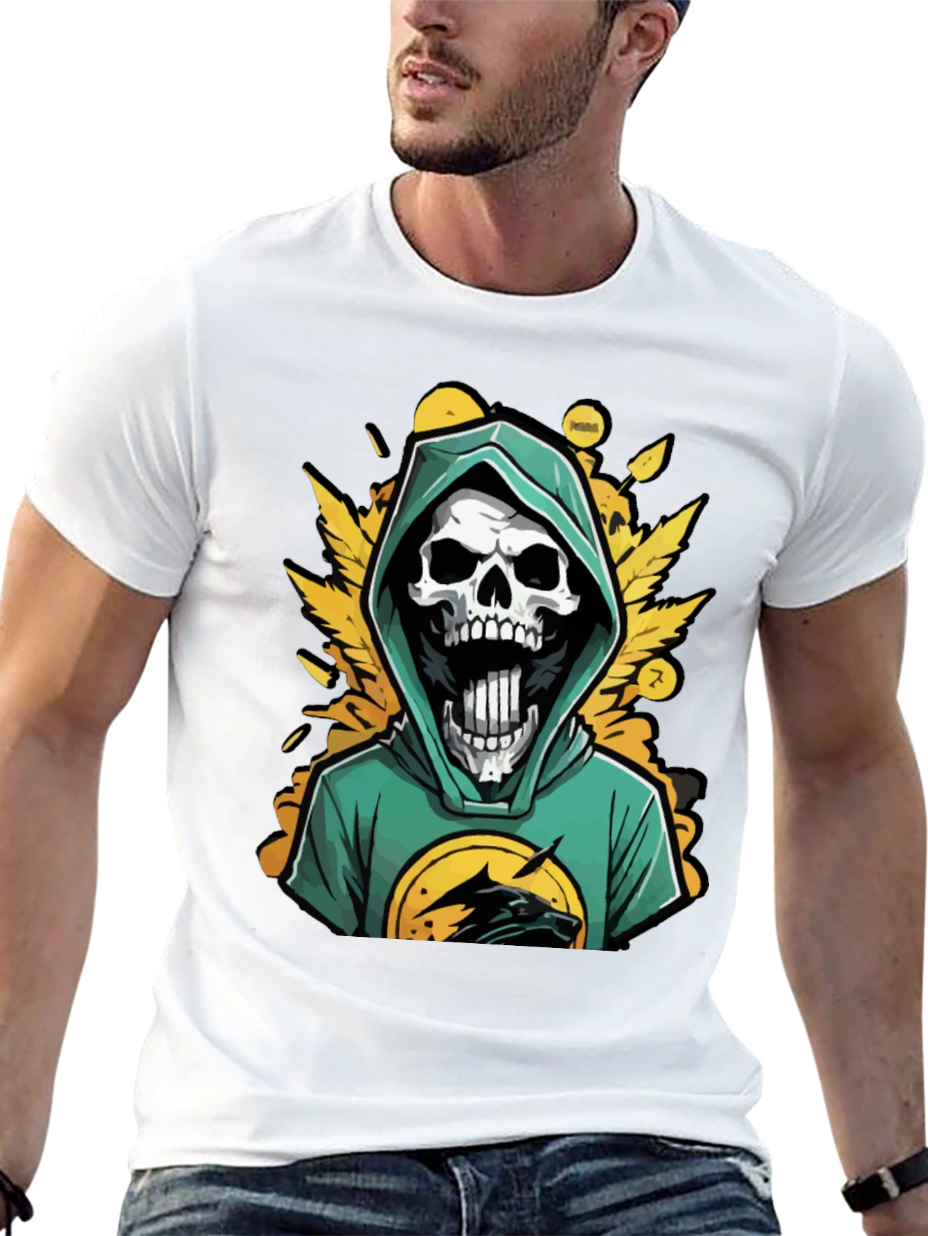 Skull Wolf Graphic Tee - Edgy Streetwear