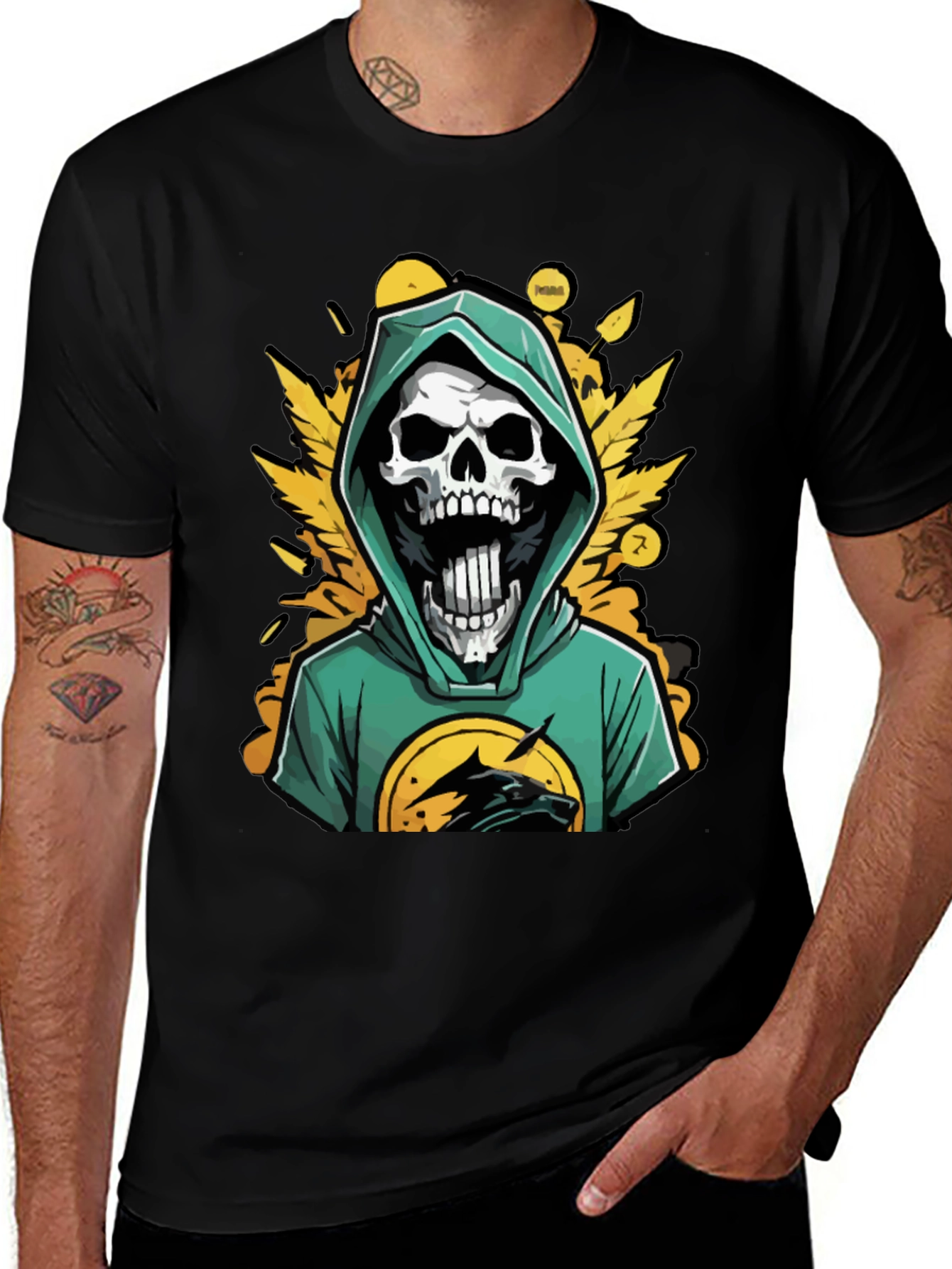 Skull Wolf Graphic Tee - Edgy Streetwear