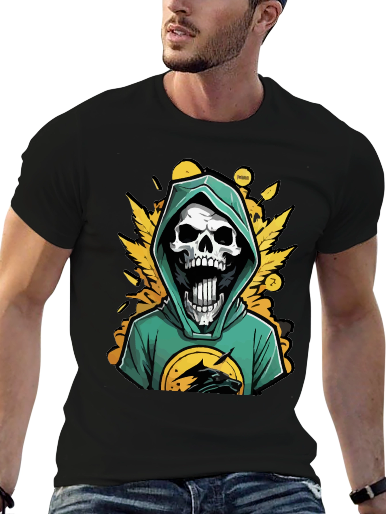 Skull Wolf Graphic Tee - Edgy Streetwear