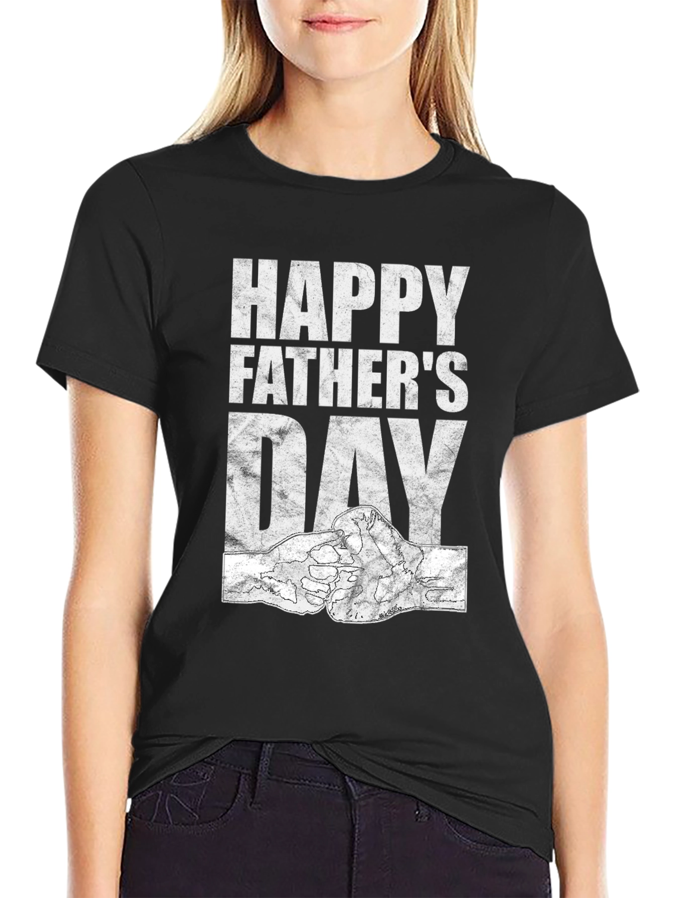 Happy Fathers Day Black Graphic T-Shirt