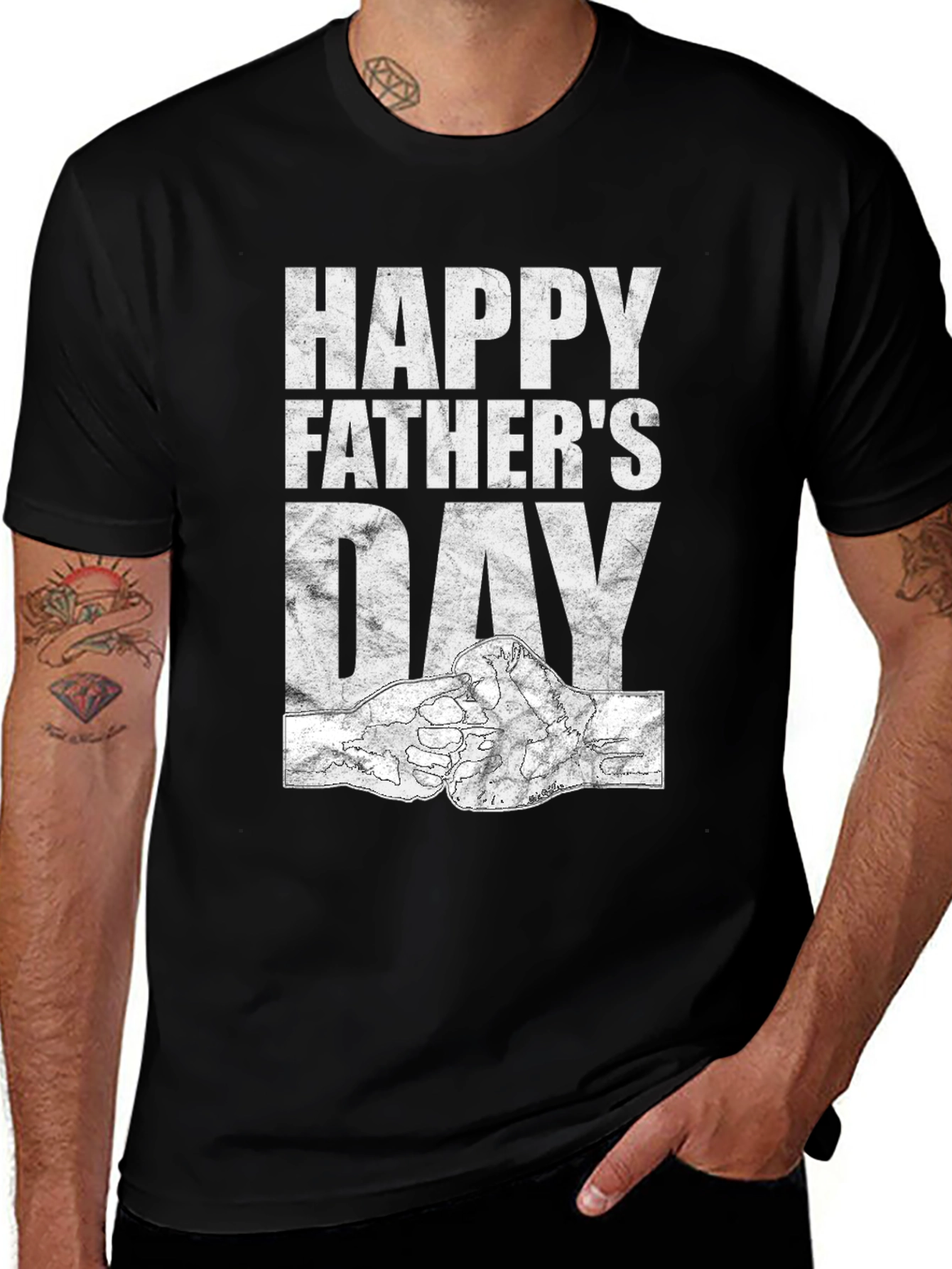 Happy Fathers Day Black Graphic T-Shirt