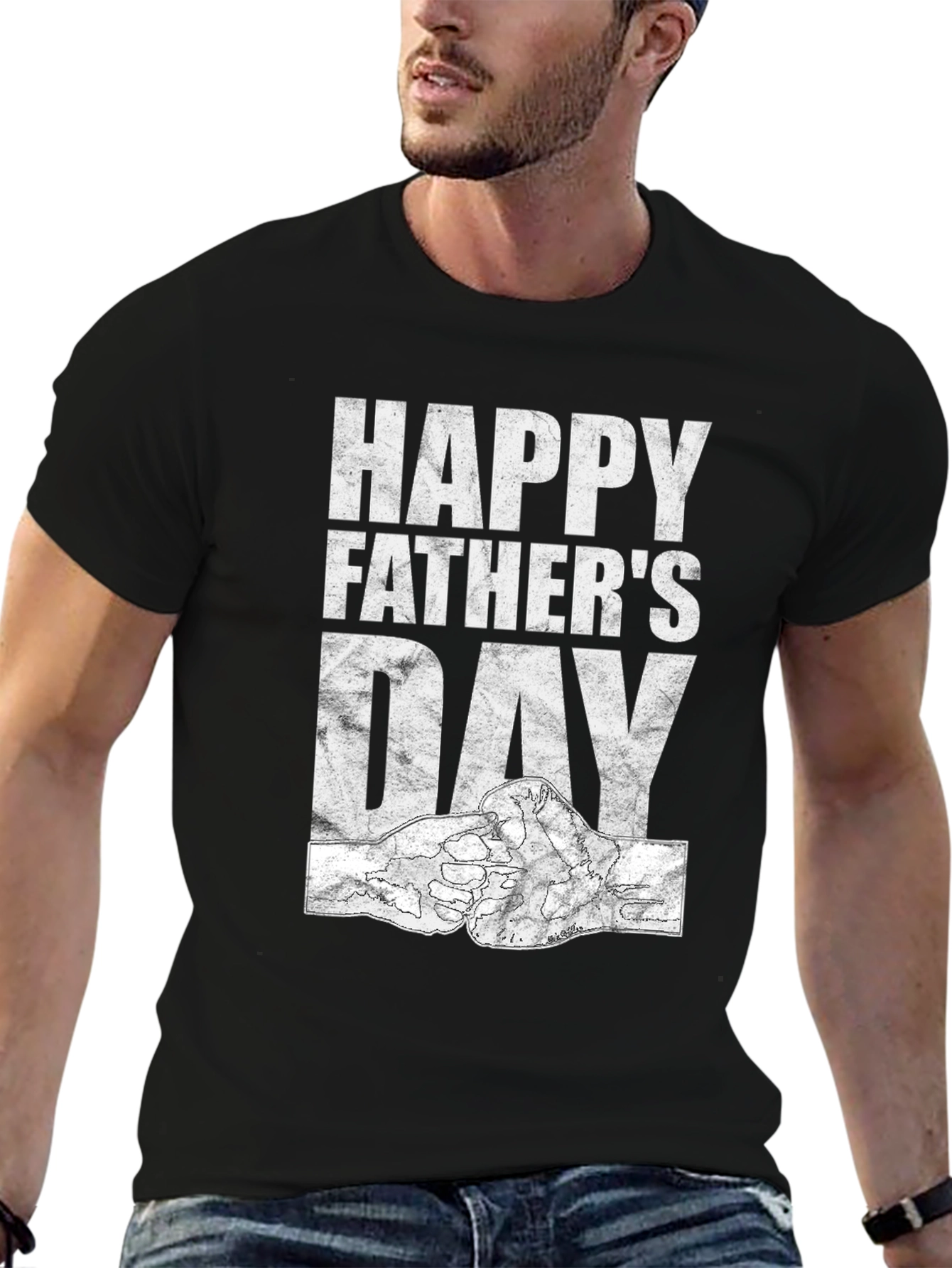 Happy Fathers Day Black Graphic T-Shirt