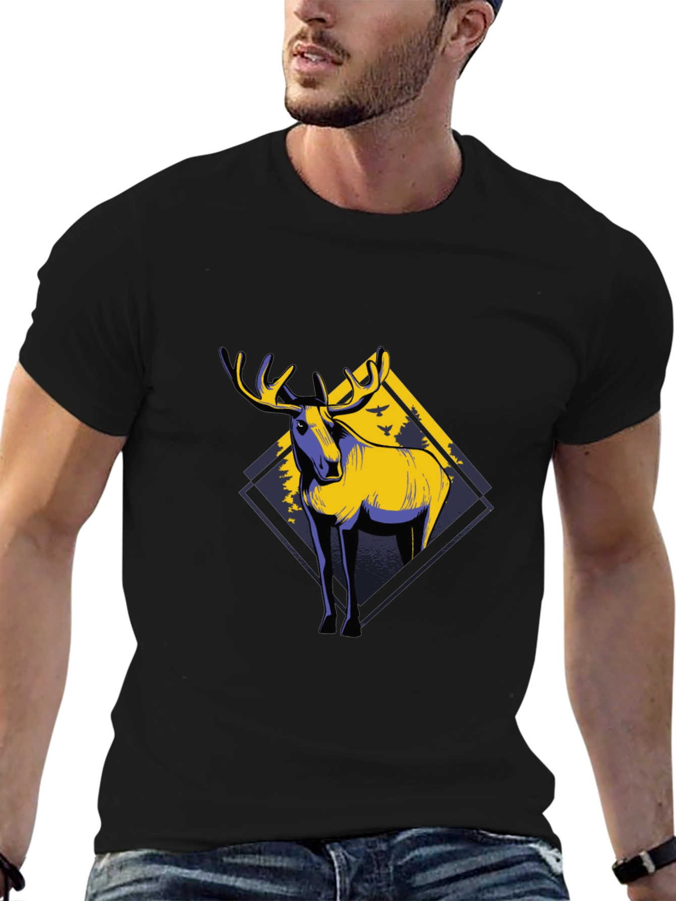 Moose Graphic Black T-Shirt