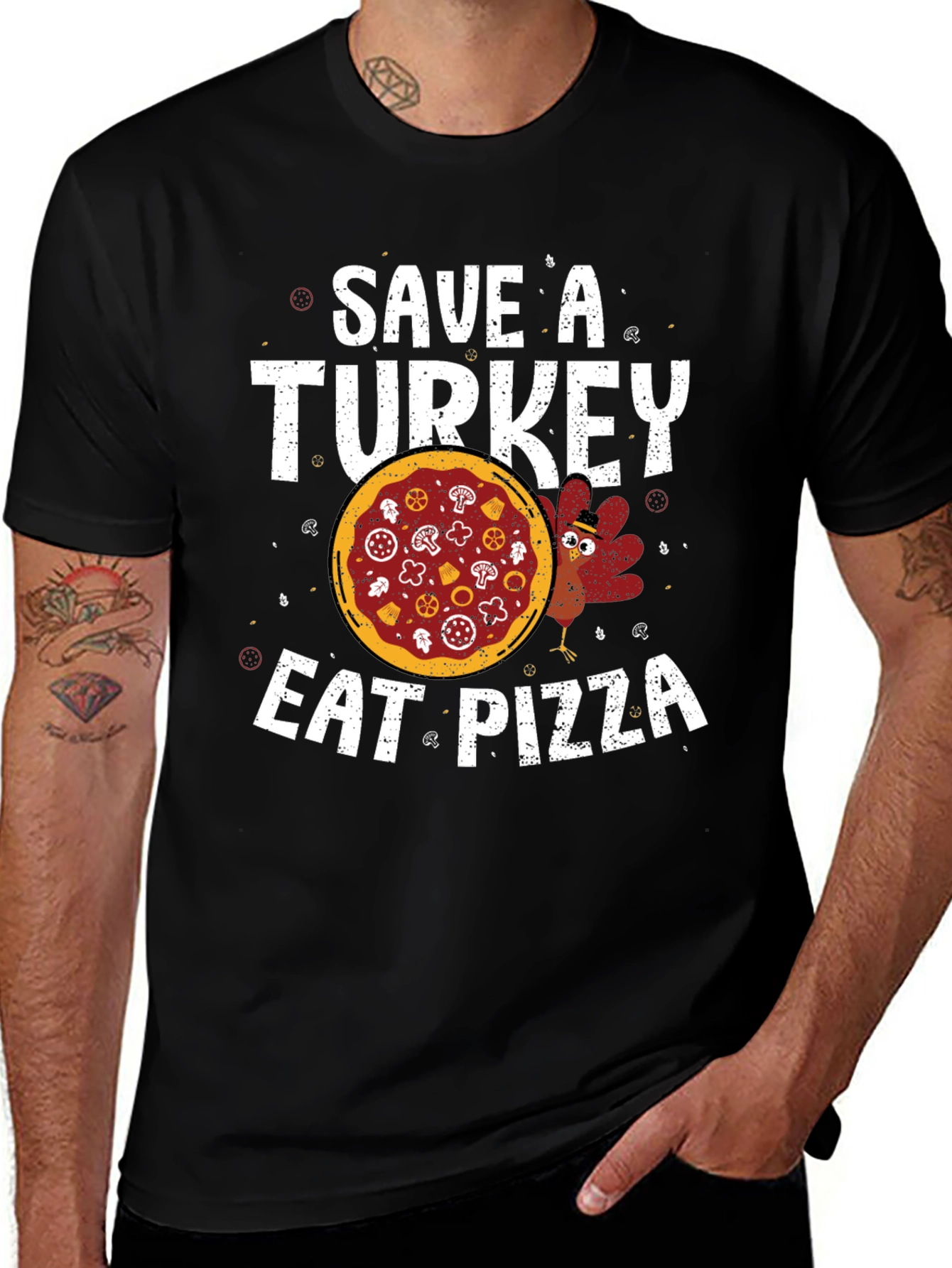 Save a Turkey Eat Pizza T-Shirt Funny Thanksgiving Tee
