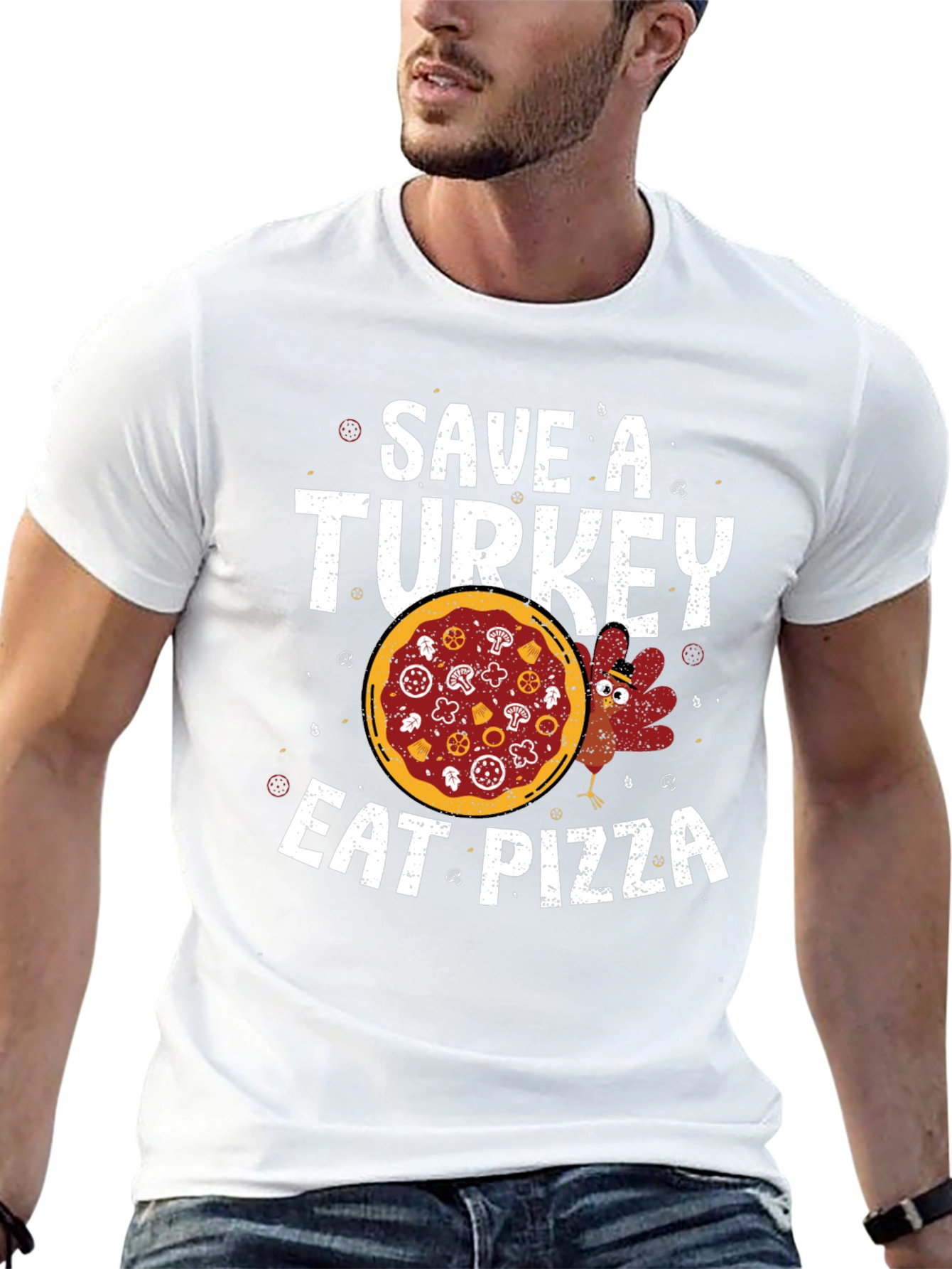 Save a Turkey Eat Pizza T-Shirt Funny Thanksgiving Tee