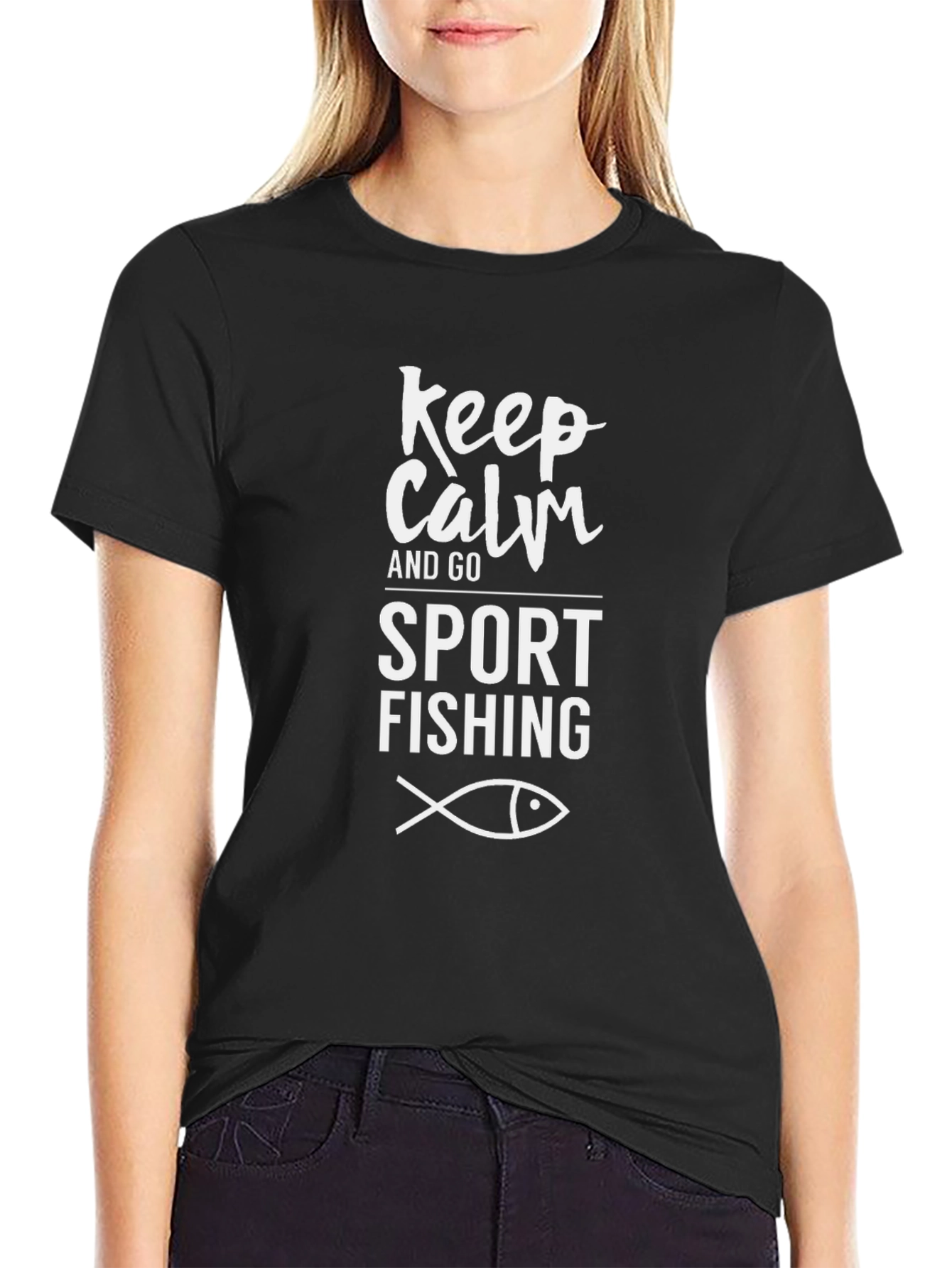 Keep Calm Sport Fishing Black Tee