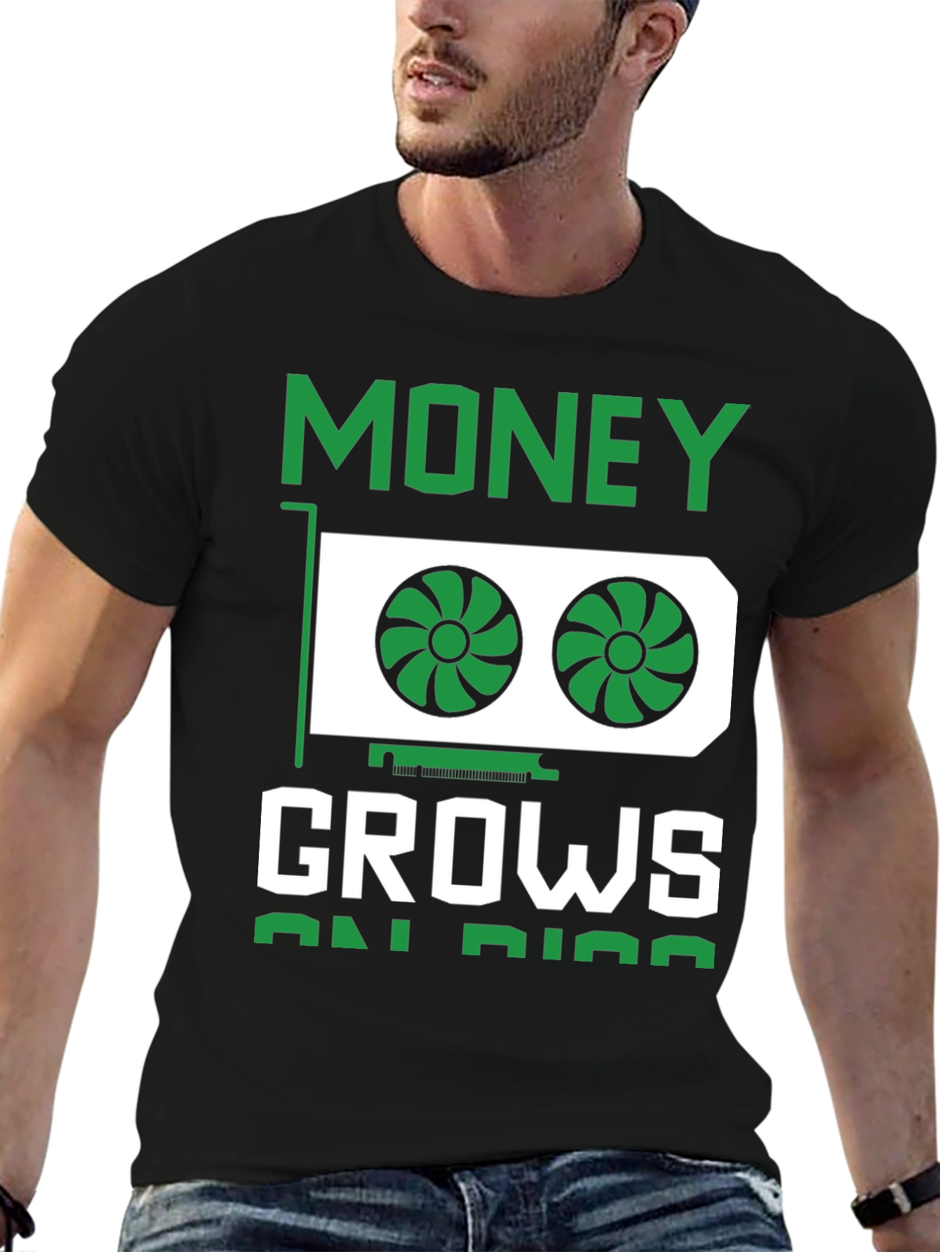 Money Grows On Rigs Black Graphic T-Shirt