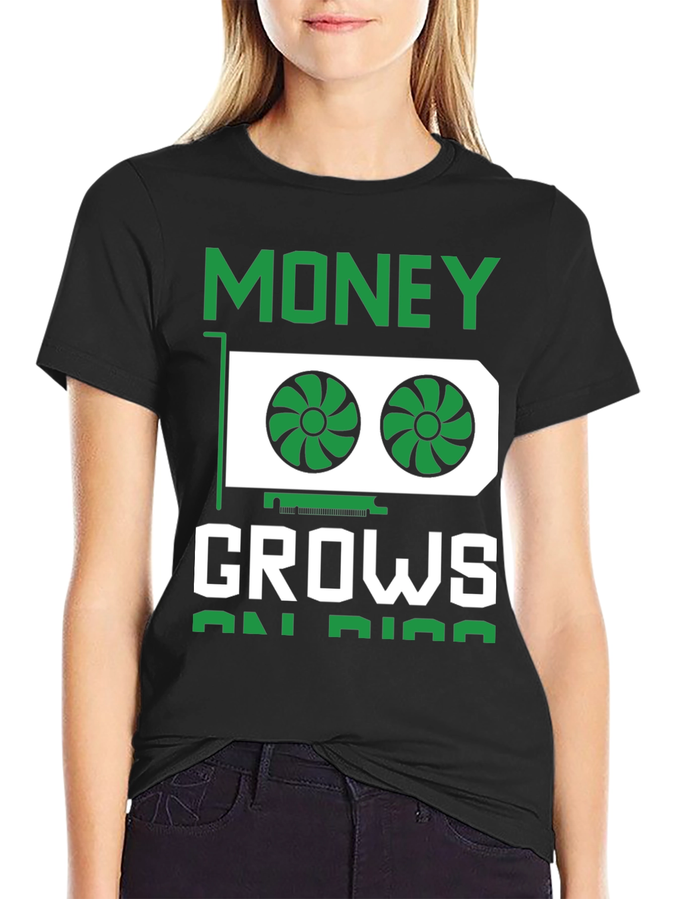Money Grows On Rigs Black Graphic T-Shirt