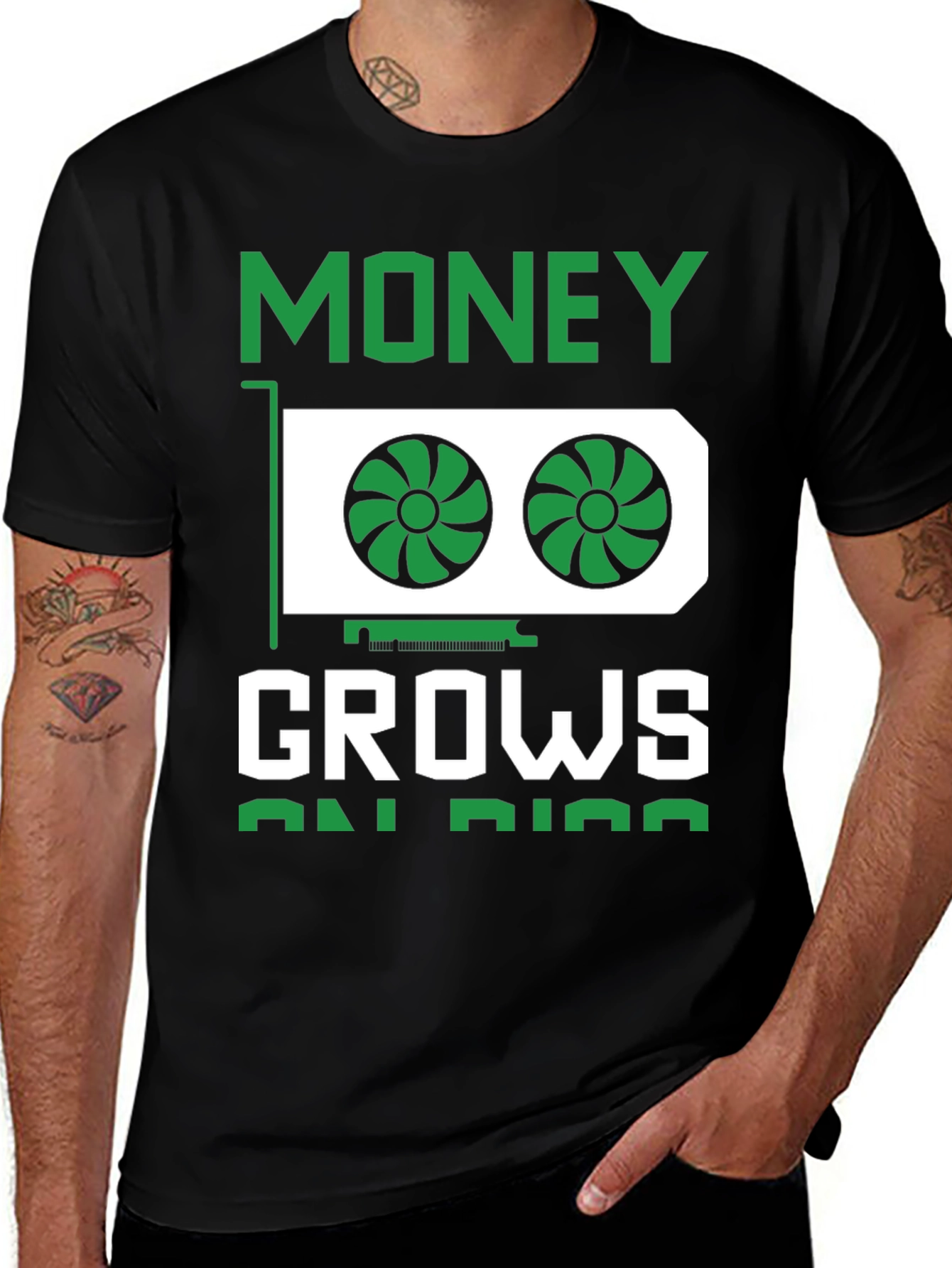 Money Grows On Rigs Black Graphic T-Shirt
