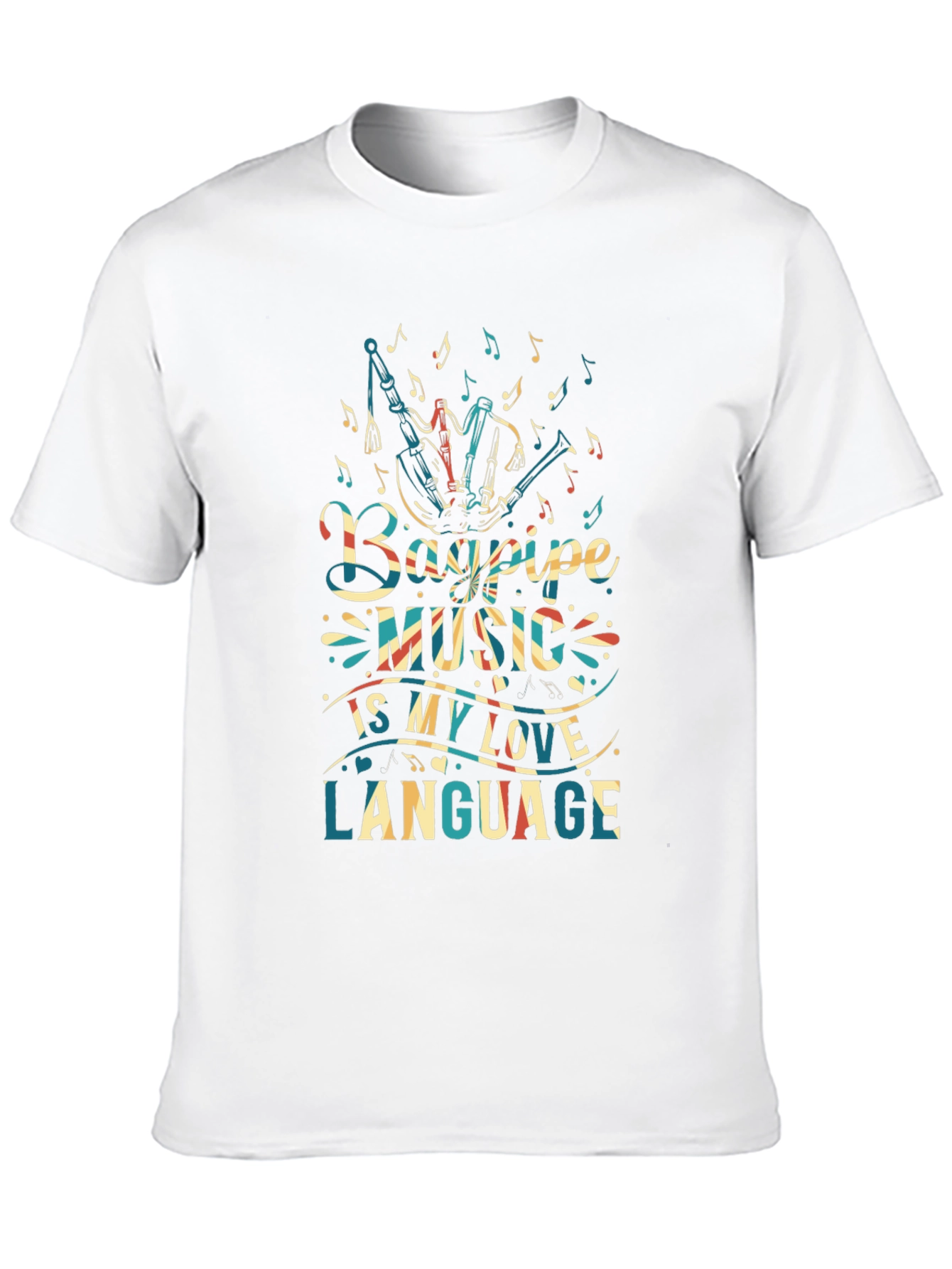 Bagpipe Music Love Language Black T-Shirt