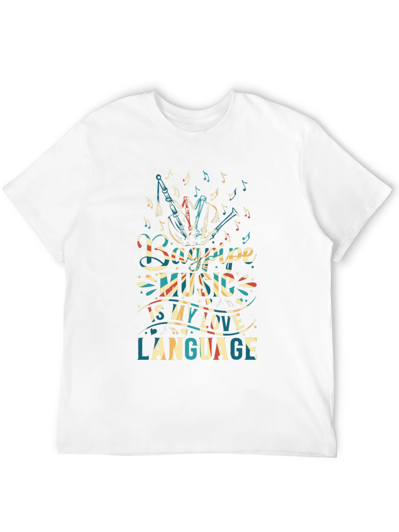 Bagpipe Music Love Language Black T-Shirt